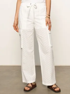 Free Time Eyelet Semi High Rise Pant Bleached White No Ride Up HypoallergenicFabric