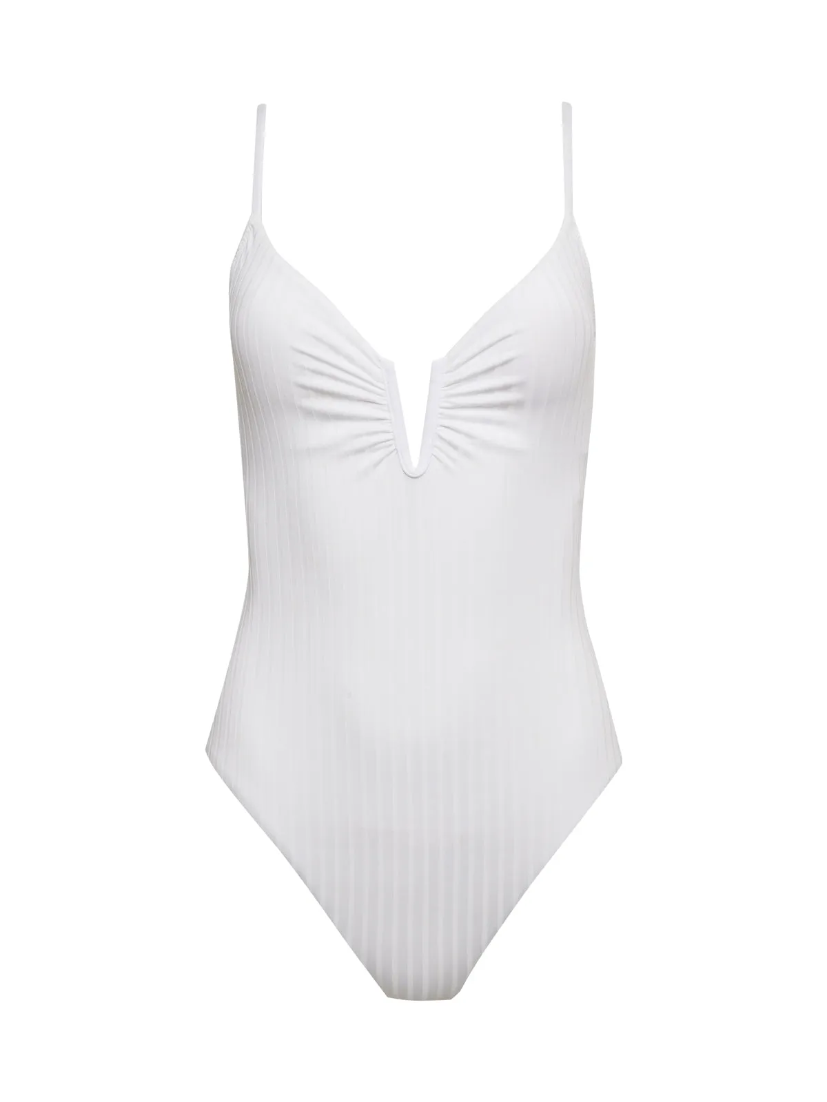Refresh Rib One-Piece Swimsuit White YarnDye Technique