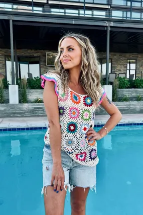 Royal Sands Crochet Top - FINAL SALE RelaxedSilhouette Basic Long Sleeve