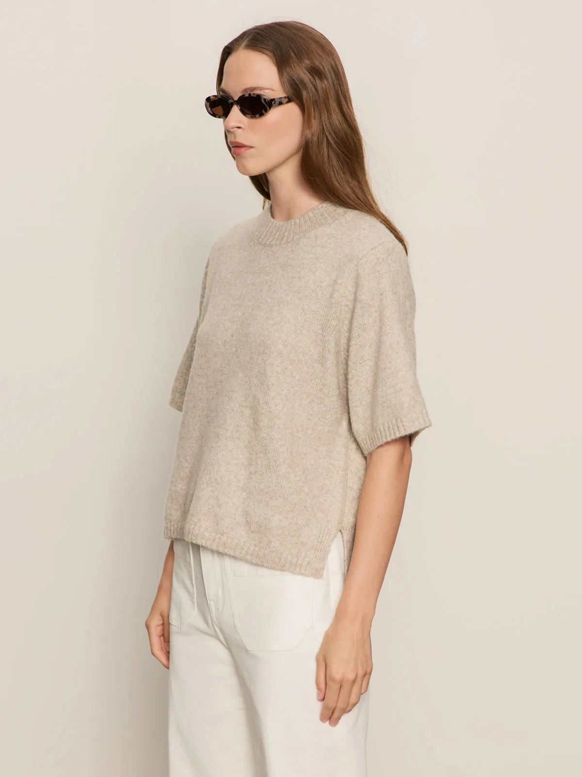 Perfect Sweater Tee Heather Pearl AntiPill Finish casual top