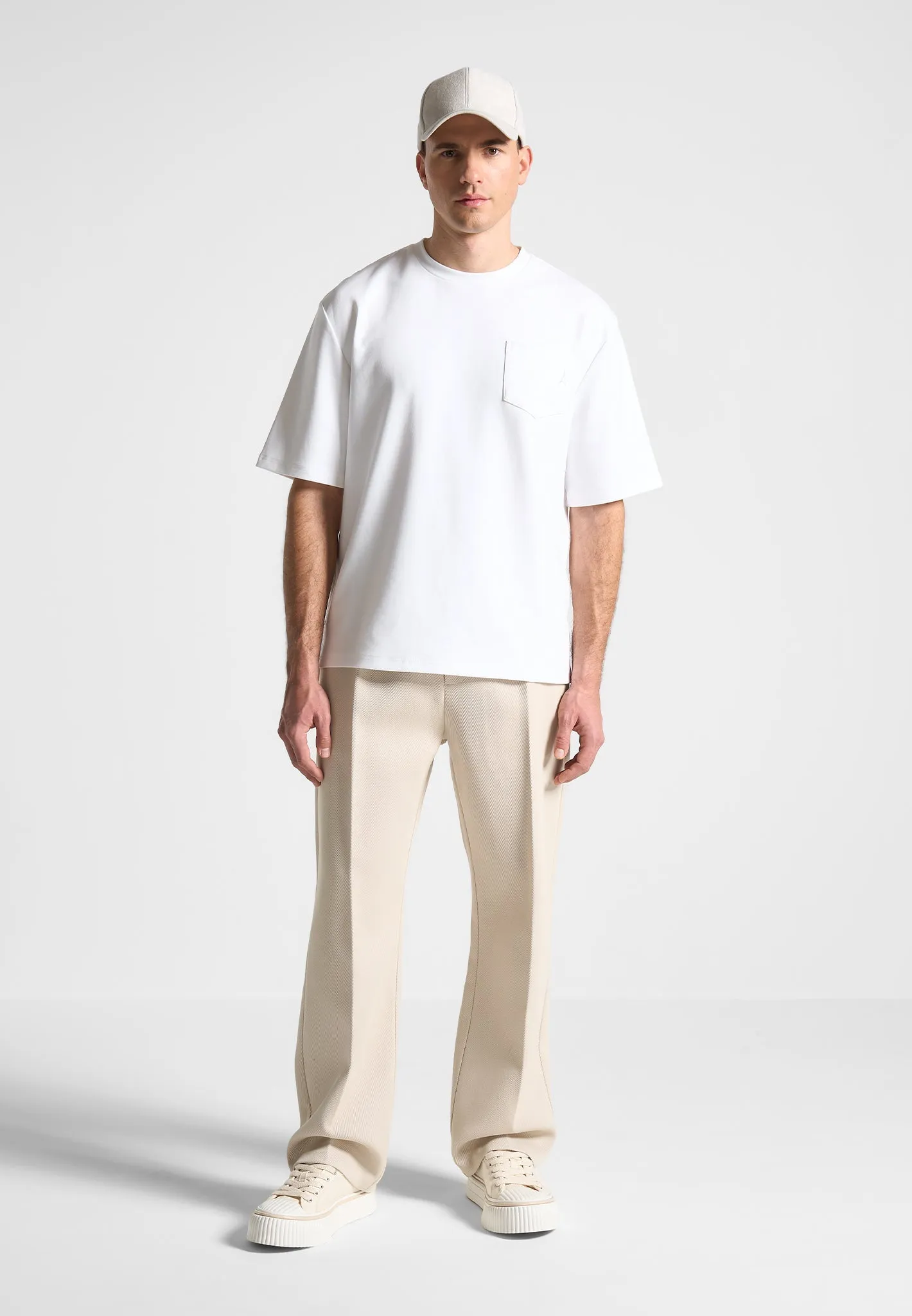 Antoine - Relaxed Fit T-Shirt - White Checkered Print