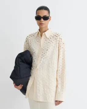 Seamless Integration Aphea - Laser Cut Heavy Poplin Shirt - Creme