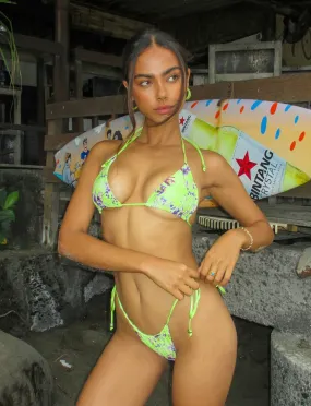 Convertible Style Cheeky Bottom AVE BIKINI TOP - GREEN : BY POPPY FLORAL
