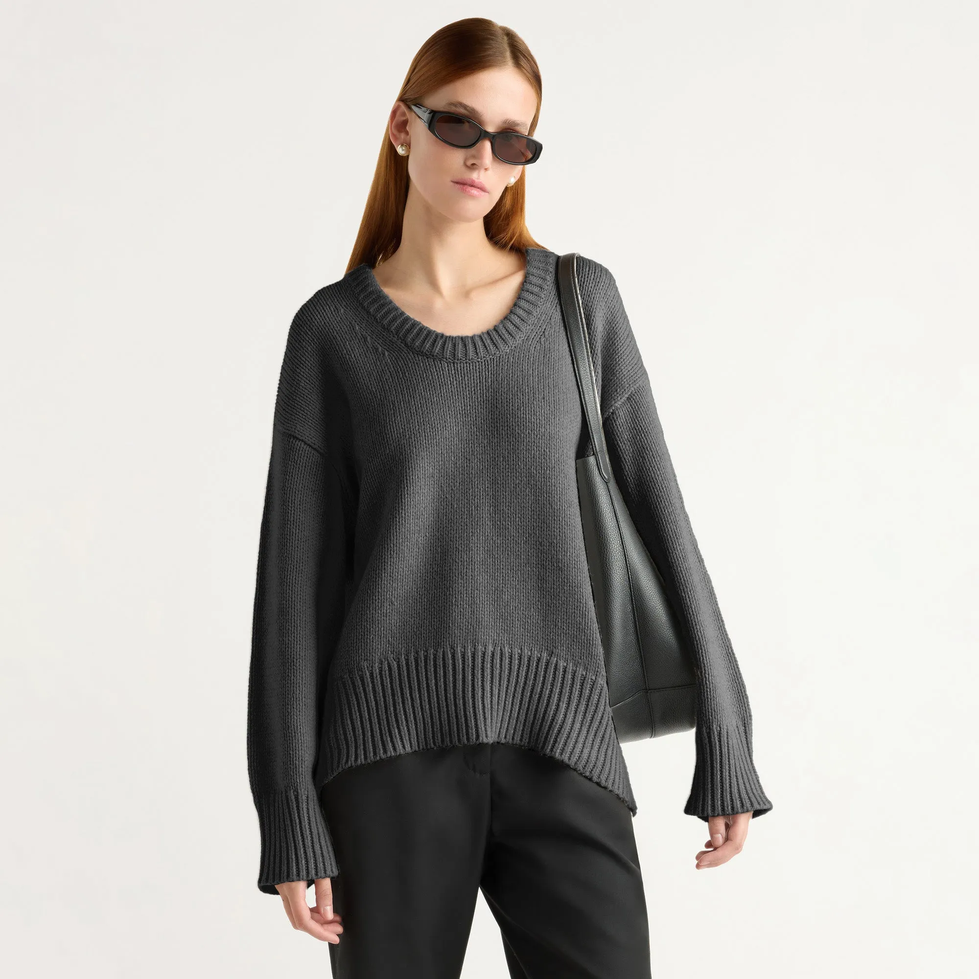Archie Deep U-Neck Sweater All-Season Wear Minimalist Look