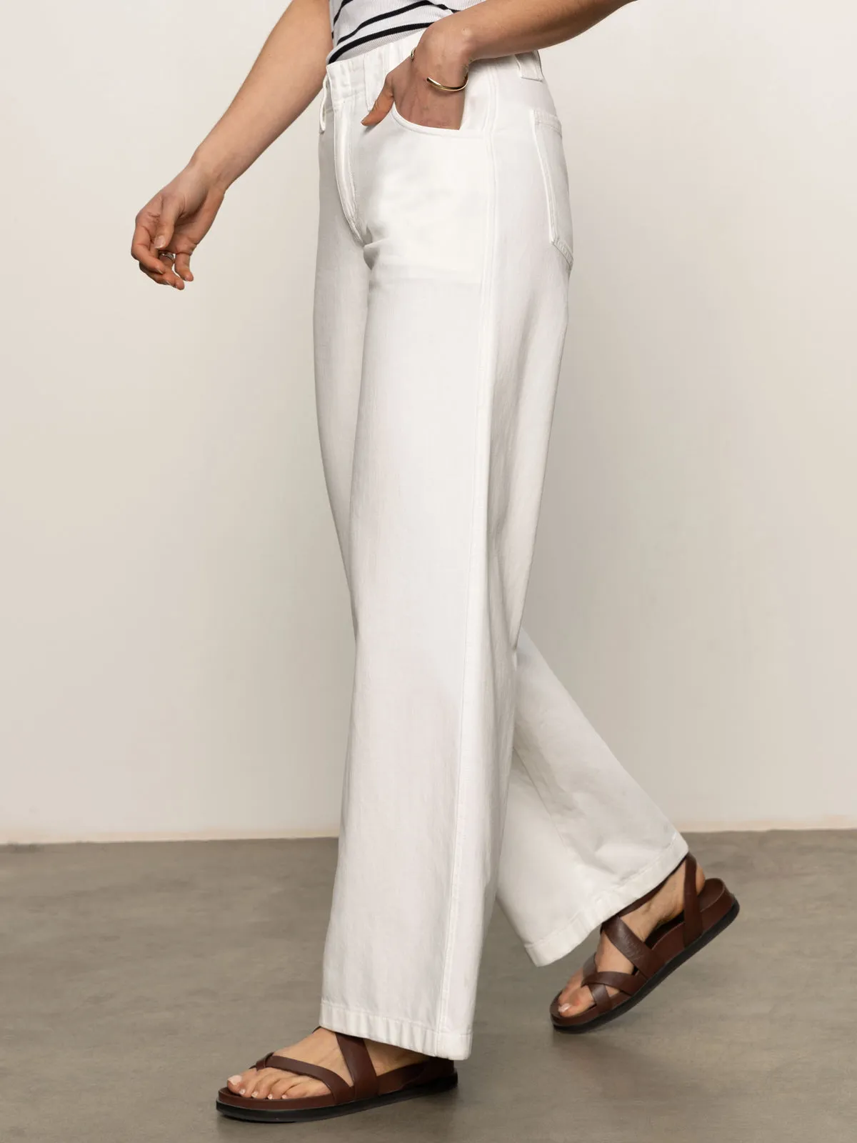 Barrel Leg Construction Arden Wide Leg Jeans Brilliant White