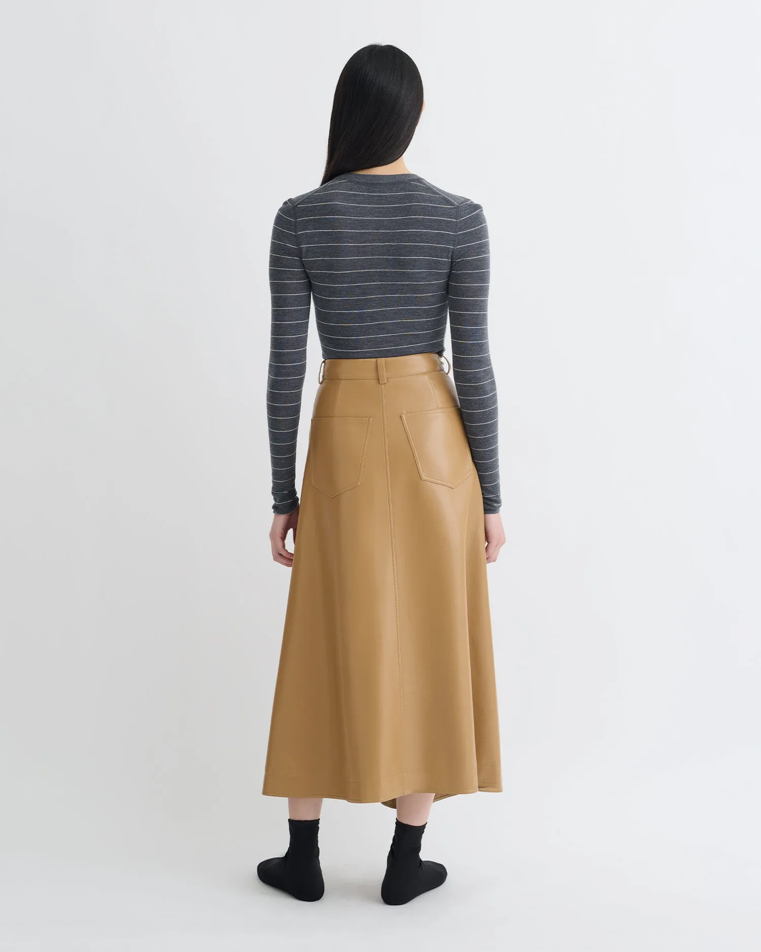 Relaxed Look Ariyah - Striped Terry Merino Top - Grey Stripe