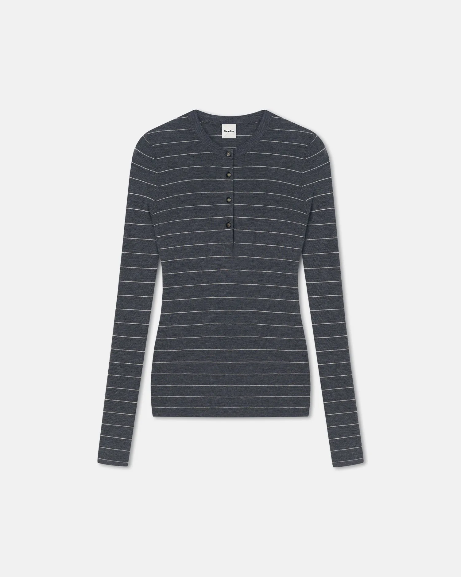 Ariyah - Striped Terry Merino Top - Grey Stripe MultiFunctional Pocket Placement EcoFriendly Material