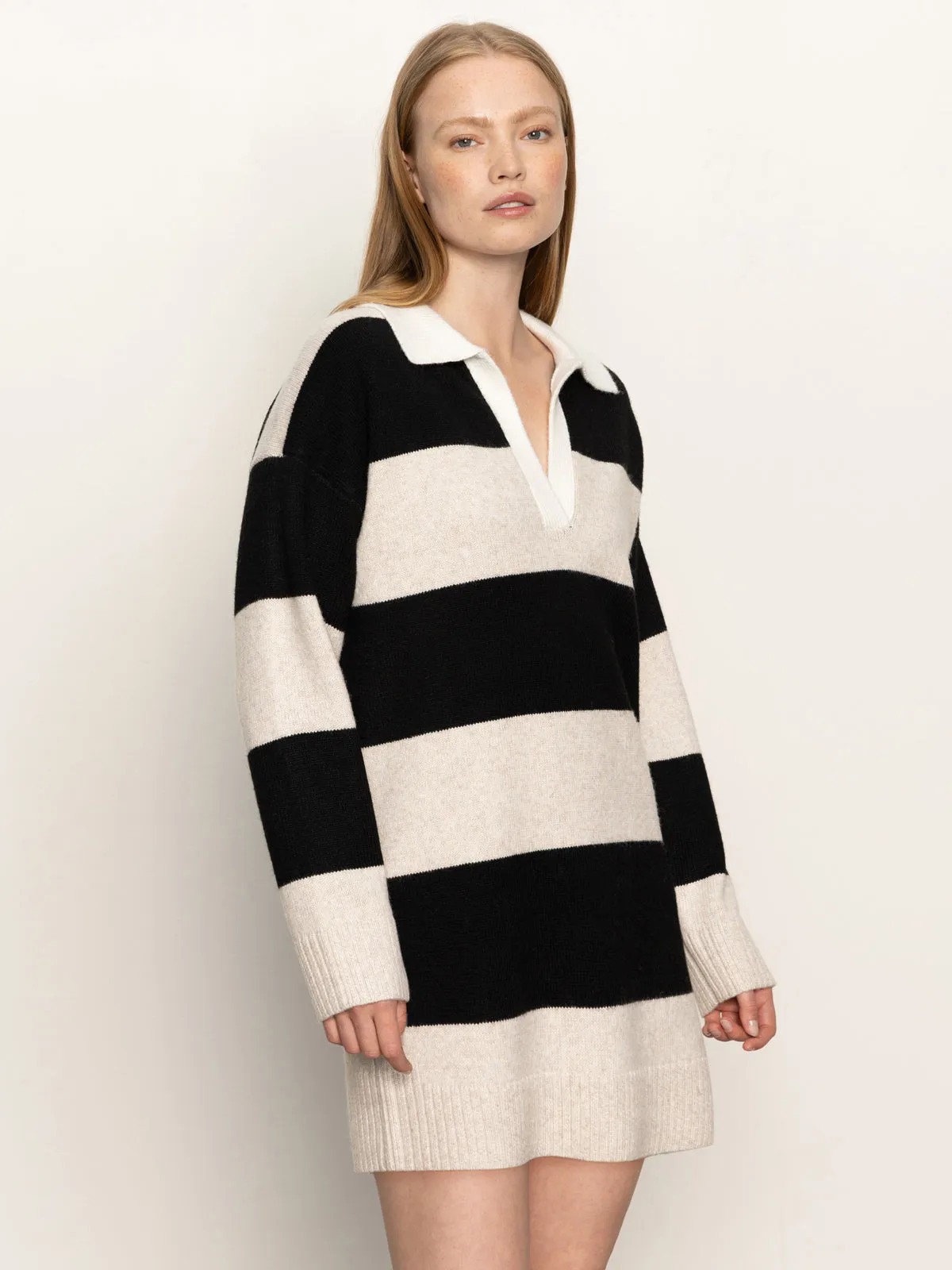 Polo Striped Sweater Dress Heather Pearl W/ Black Subtle Flow Magic Day