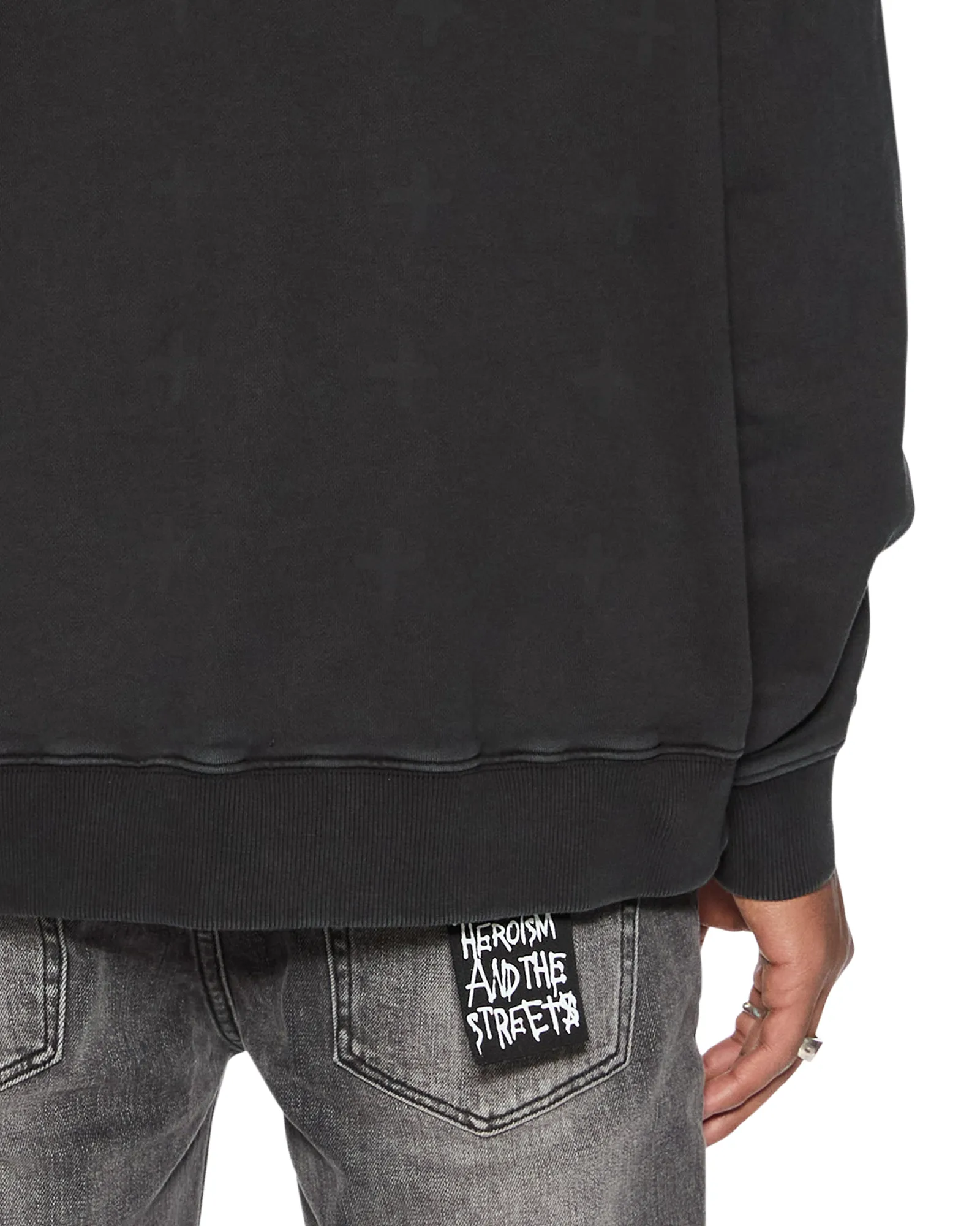 Curved Hem Design BioBased Fiber ELECTRIC BIGGIE HOODIE OLD BLACK