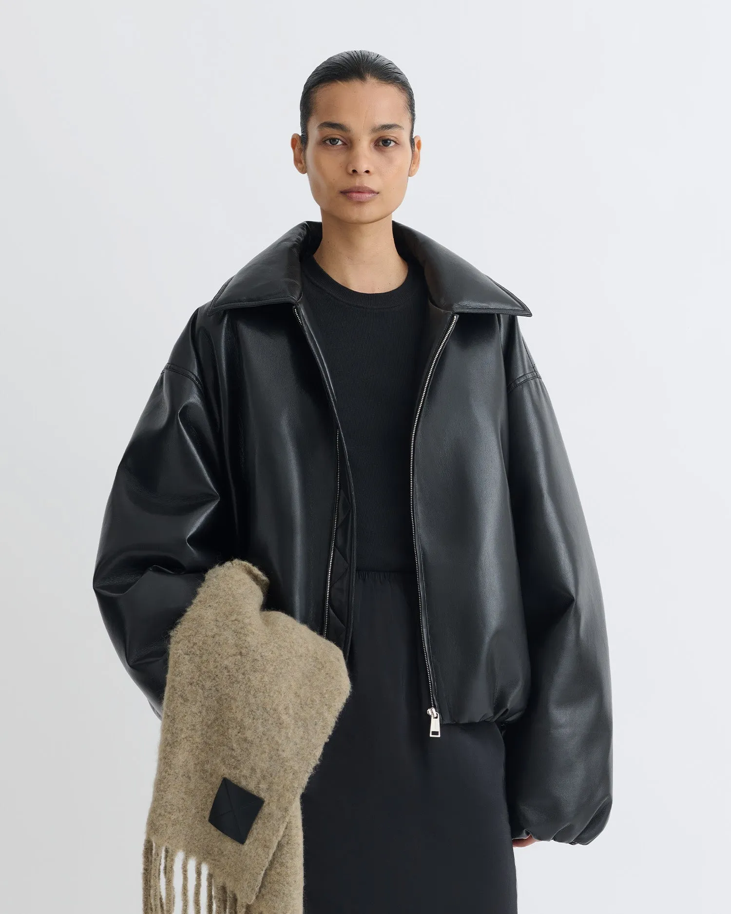 Asger - Padded Okobor? Alt-Leather Jacket - Black NonRestrictiveCut Contoured Side Panels