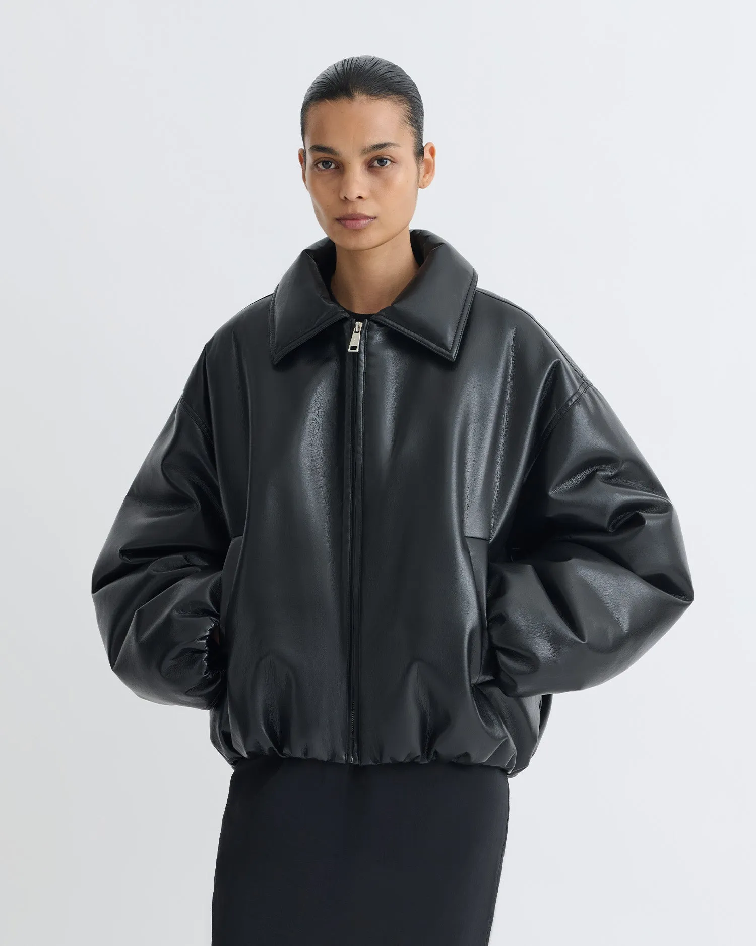 best - selling Asger - Padded Okobor? Alt-Leather Jacket - Black