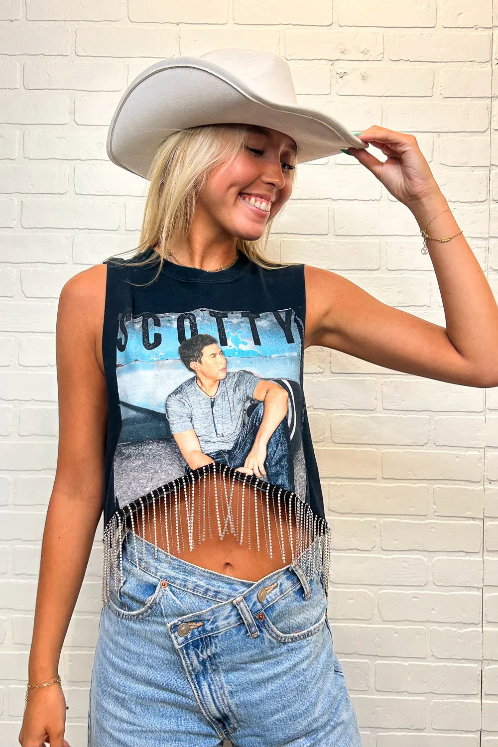 AllPurposeWear Scotty McCreery Cropped Rhinestone Fringe Tank