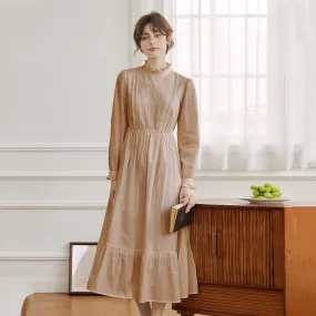 Glamorous look Aurelia Retro Long-sleeve Khaki Dress