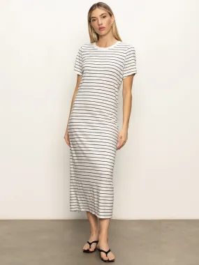 Chill Design Easy Vibe Perfect Tee Maxi Dress Chalk Black Stripe