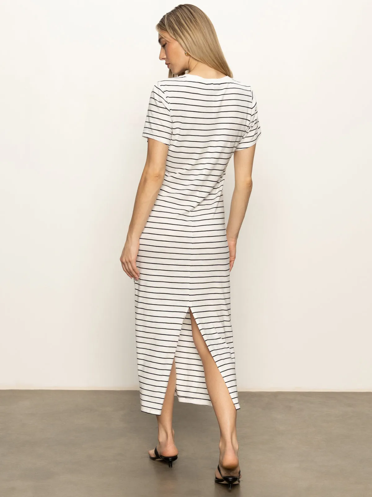 Modest Cut Sophisticated Wear Perfect Tee Maxi Dress Chalk Black Stripe