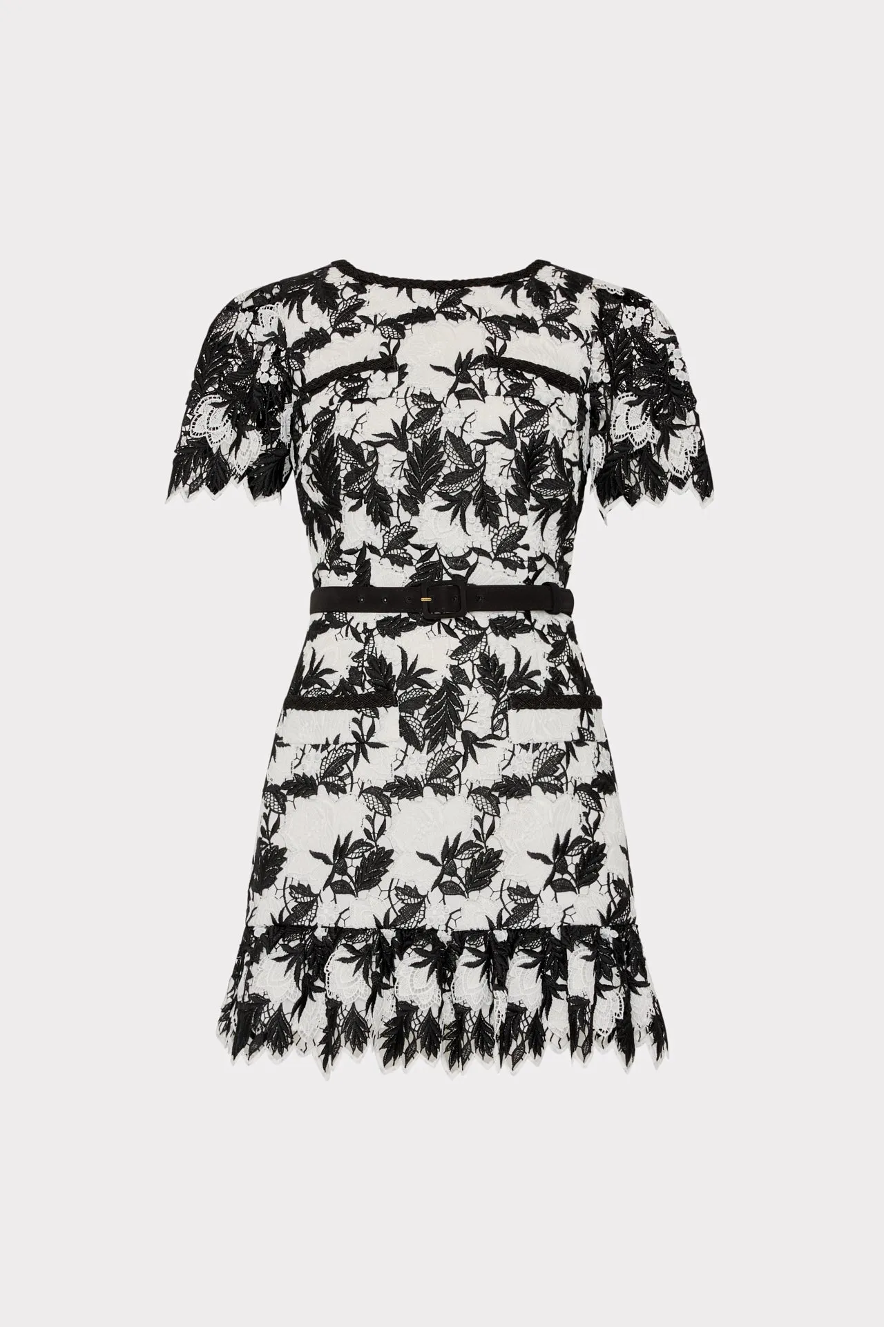 Paola Two Tone Lace Mini Dress Earth-Tone Fine Texture