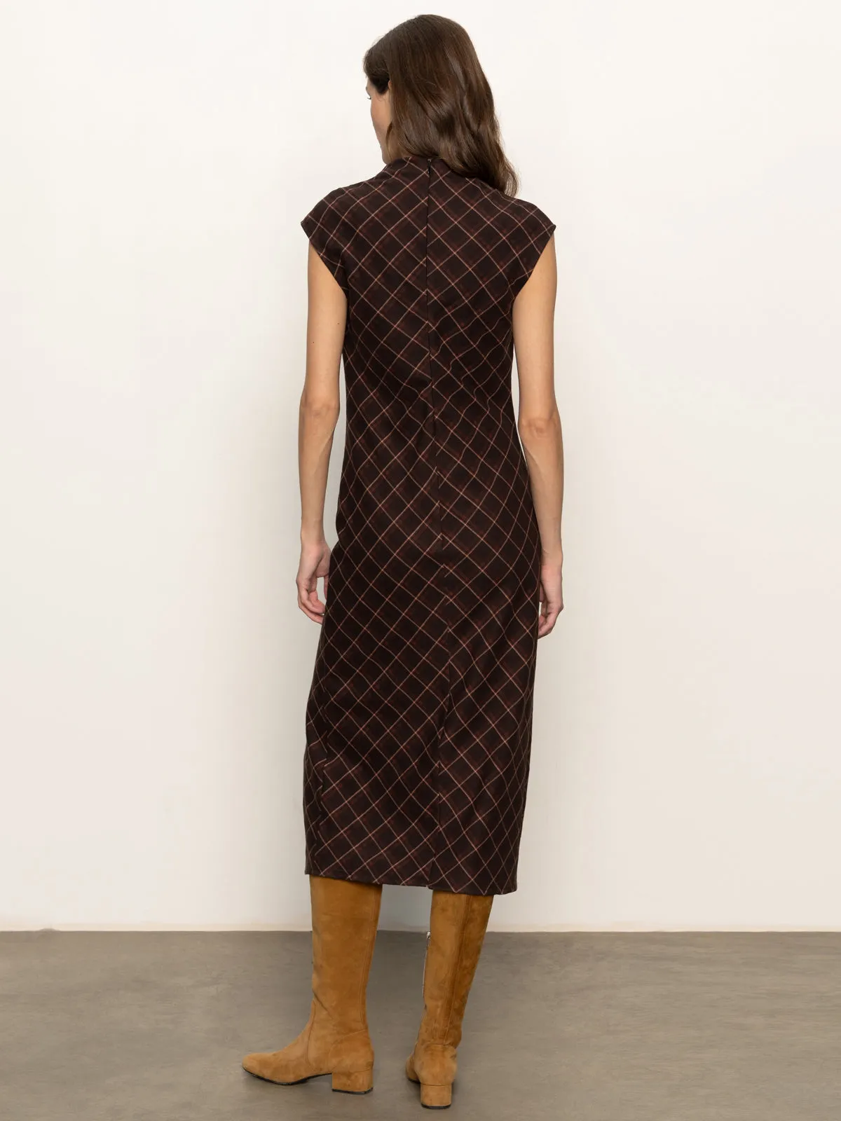 Satin Layers Luxe Look Autumns Best Dress Cocoa Plaid