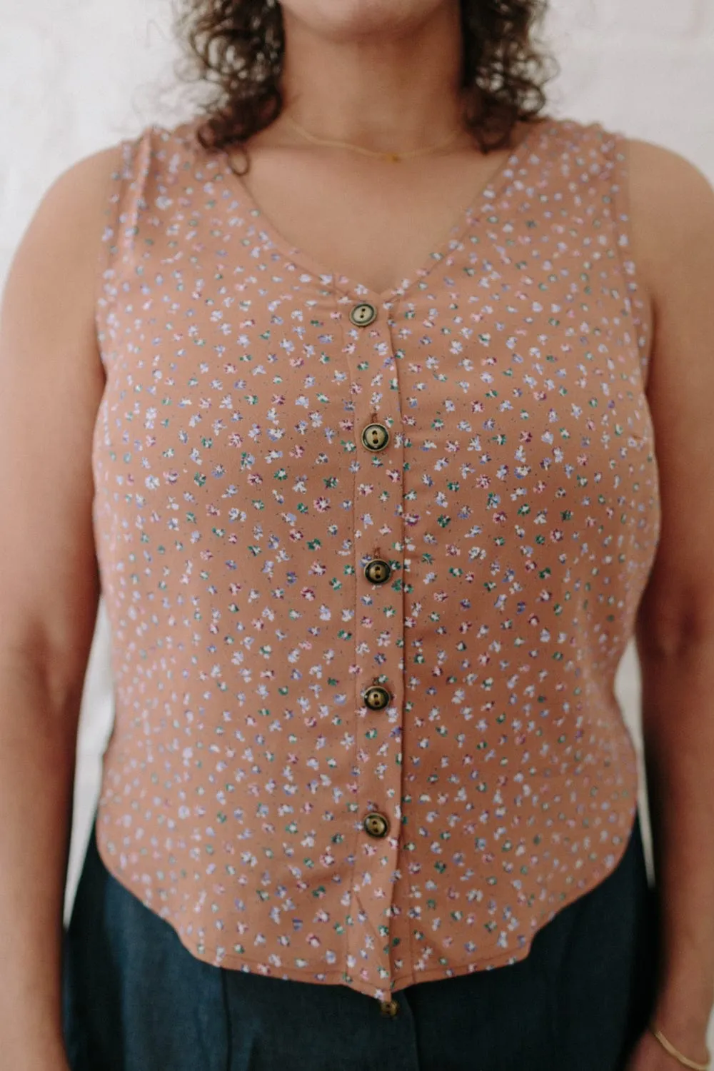 Layered Wearable Aviva Top in Faun Floral