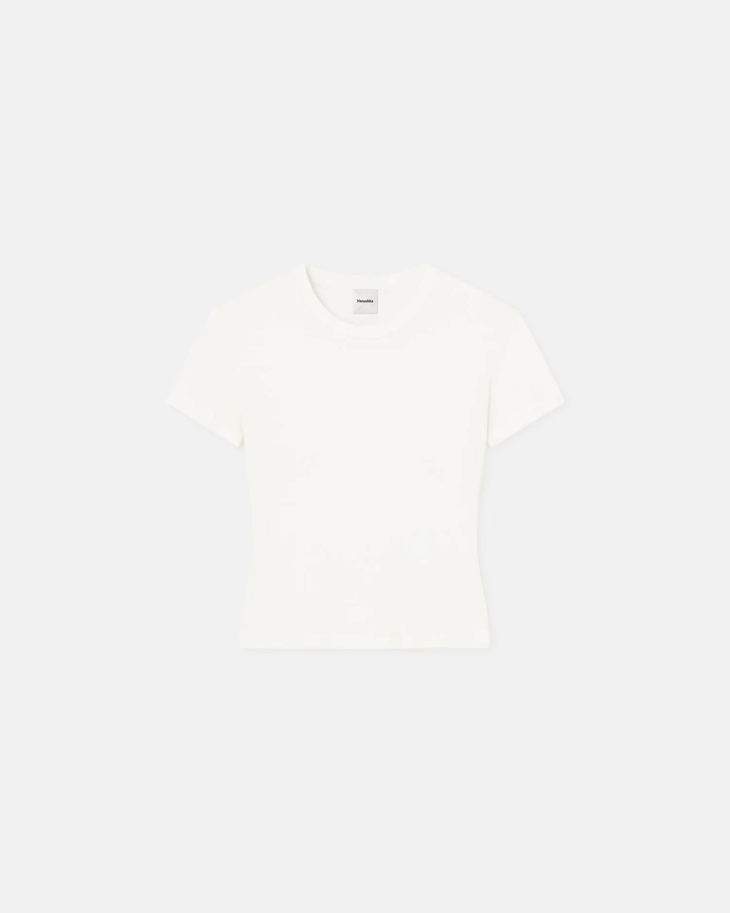 Retro Style Adjustable Hem Cuff Axton - Cropped Ribbed Cotton-Jersey T-Shirt - Off White