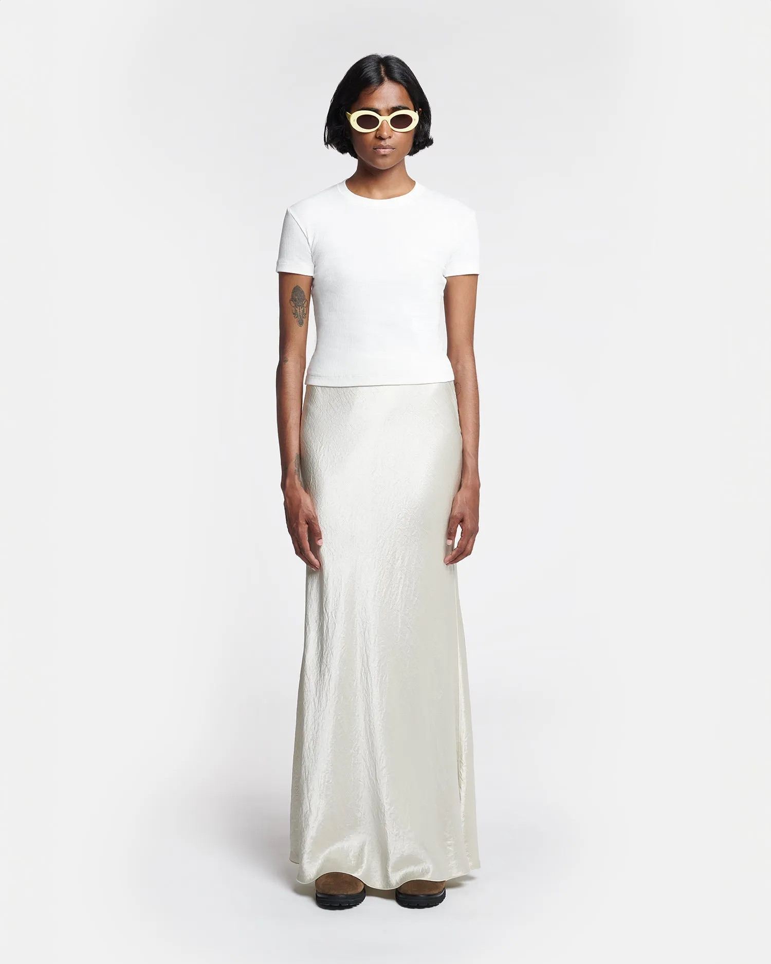 Antibacterial Axton - Cropped Ribbed Cotton-Jersey T-Shirt - Off White