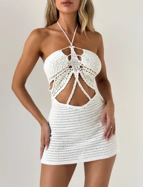 Hand-Wash AZADI MINI DRESS - WHITE : CREAM : WHITE