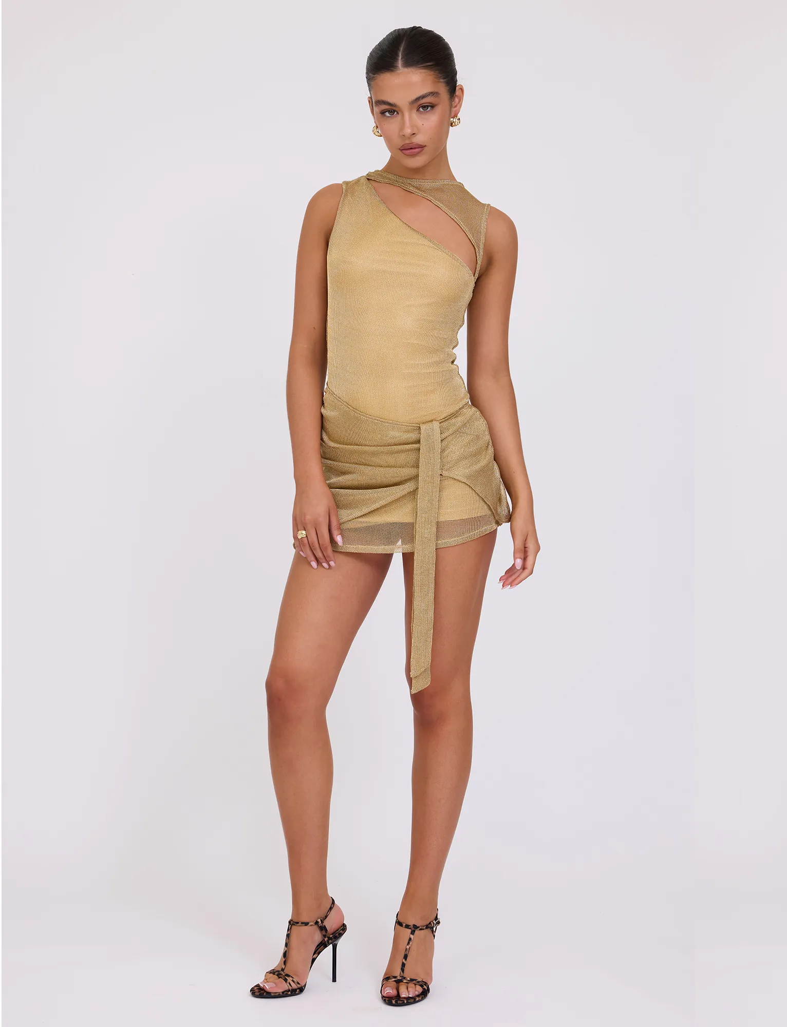 Bodycon-Fit Sharp Edge AZELMA DRESS - GOLD