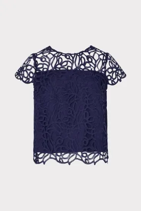 Classic Crewneck Design Baby Curled Lace Top