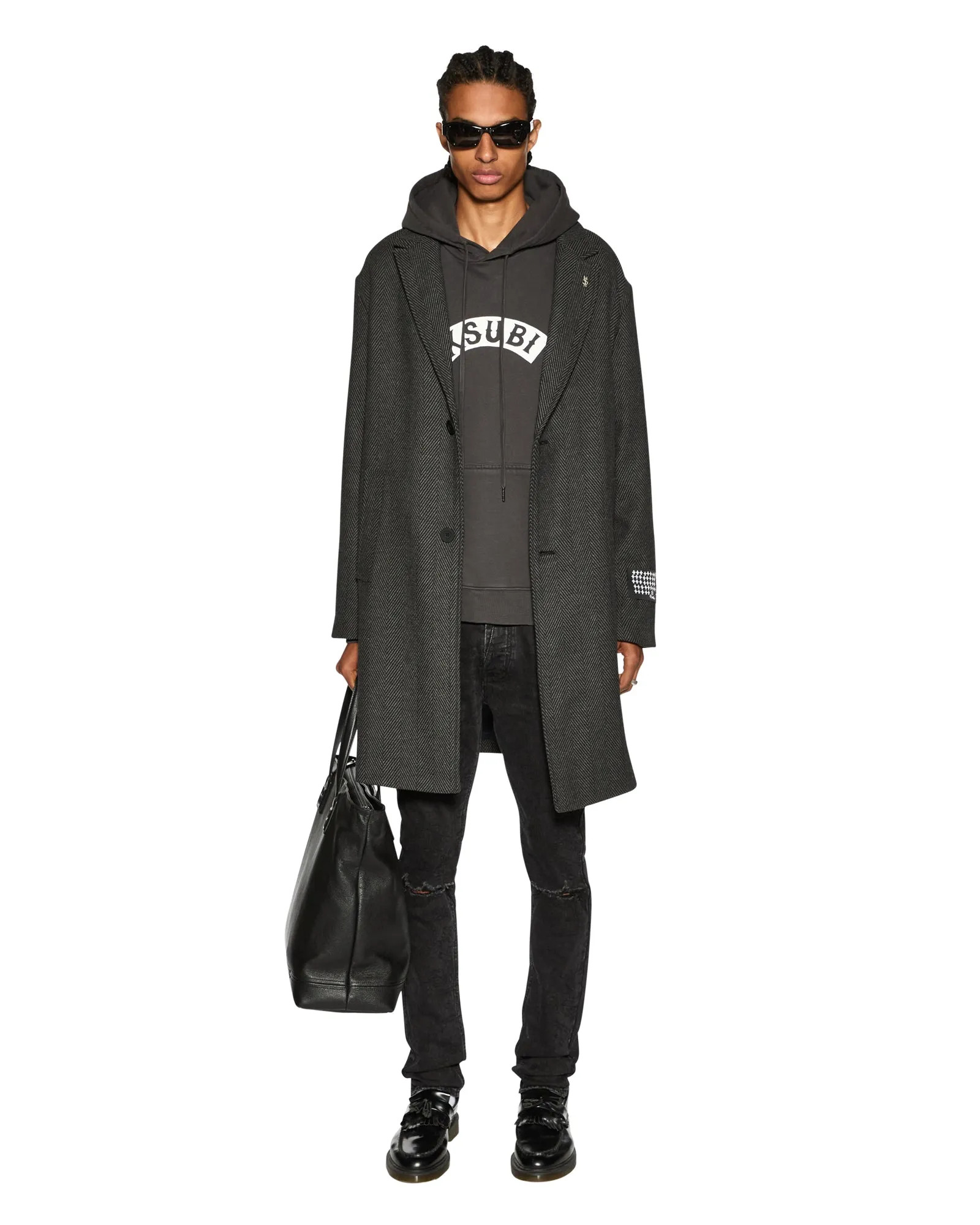 BADDIES BIGGIE HOODIE FADED BLACK Layered Sleeve Stretch Comfort