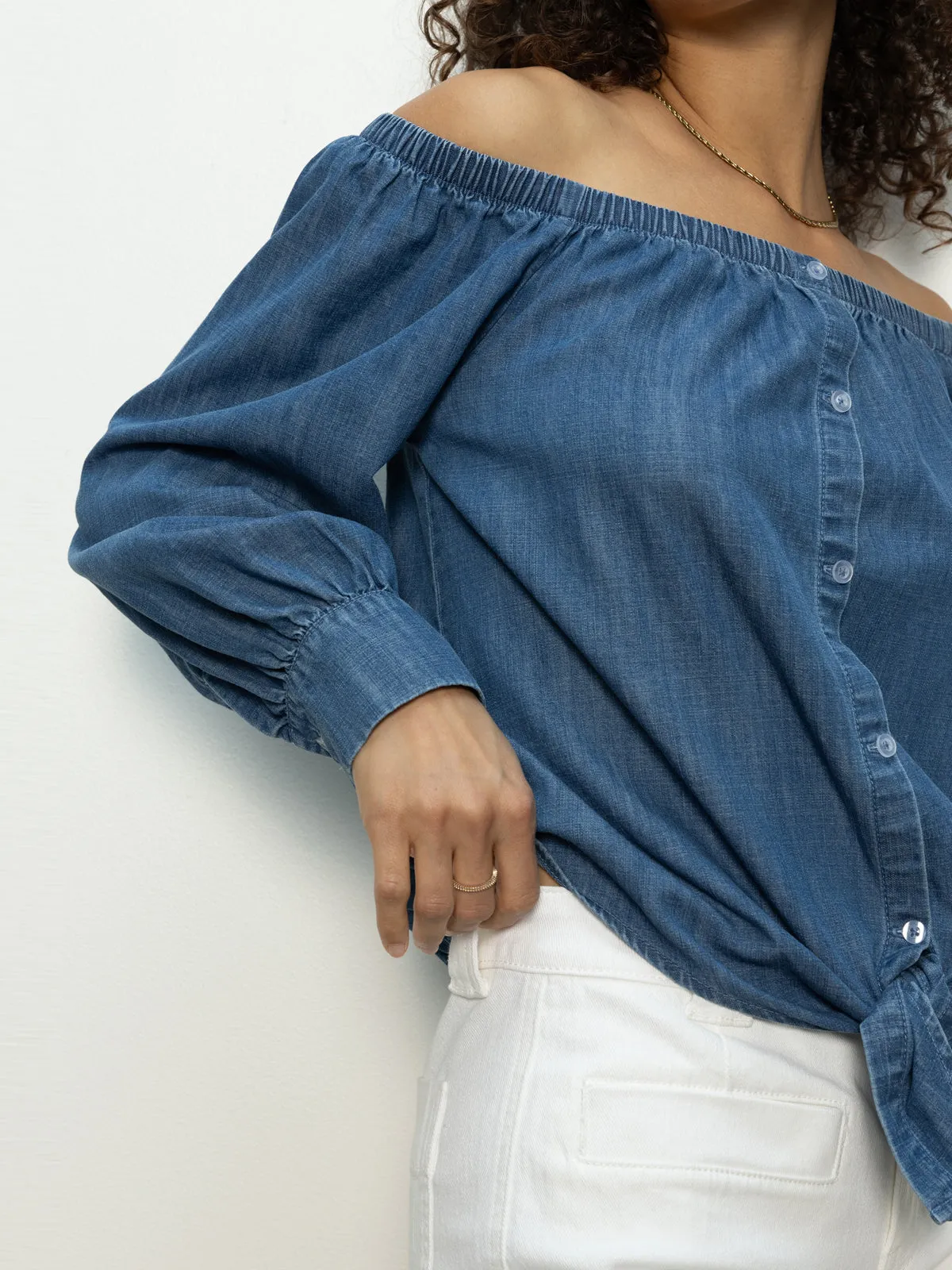 Easycare Ballet Tie Top Blue Slate