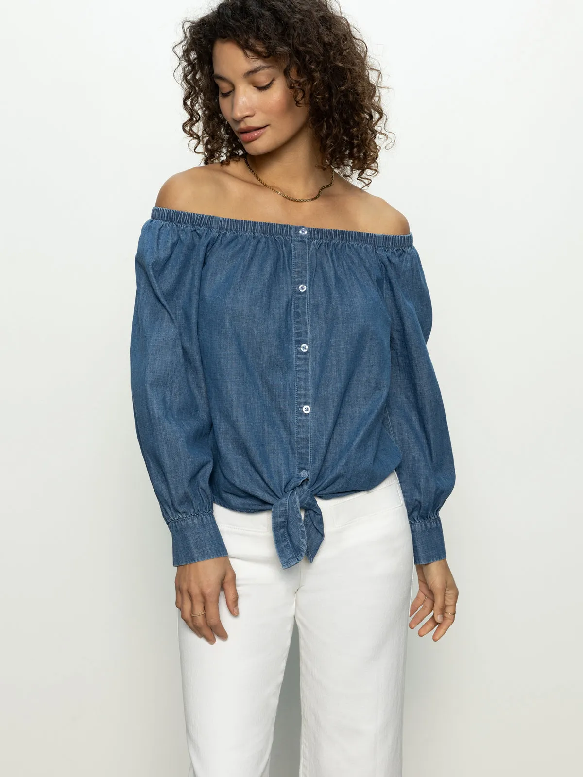 Ballet Tie Top Blue Slate Pool Party Swim Ruched