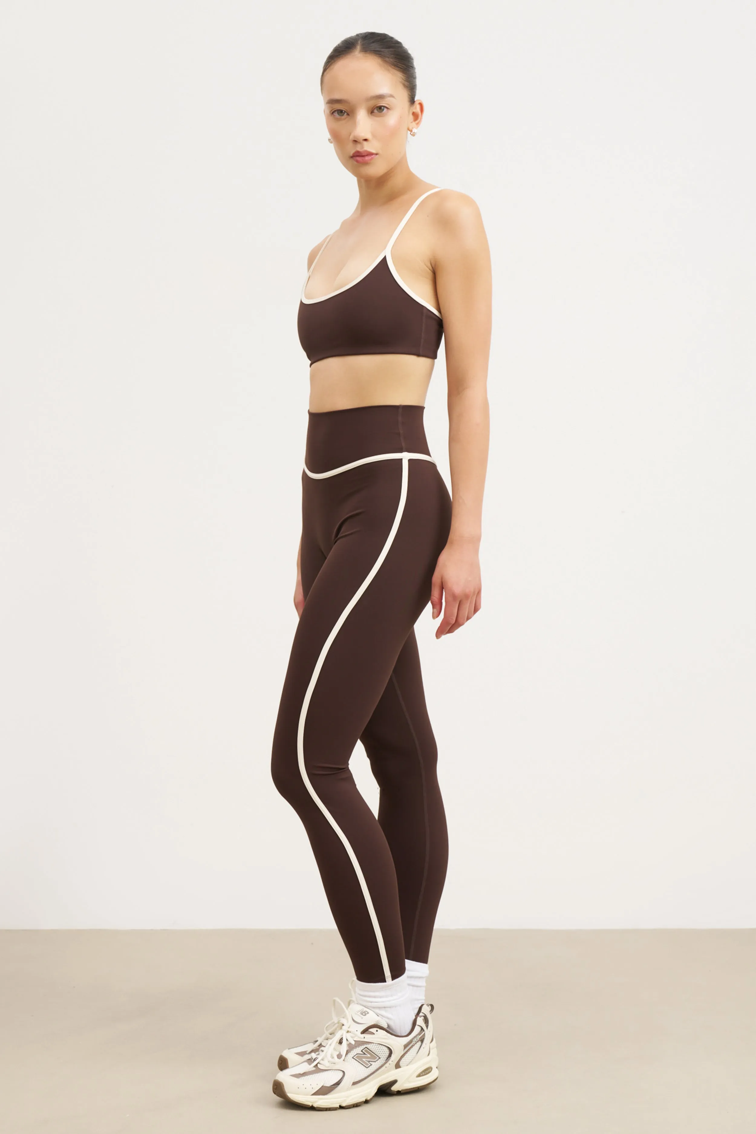 Machine washable Base Contrast Trim Cami Bra - Carob/Tofu