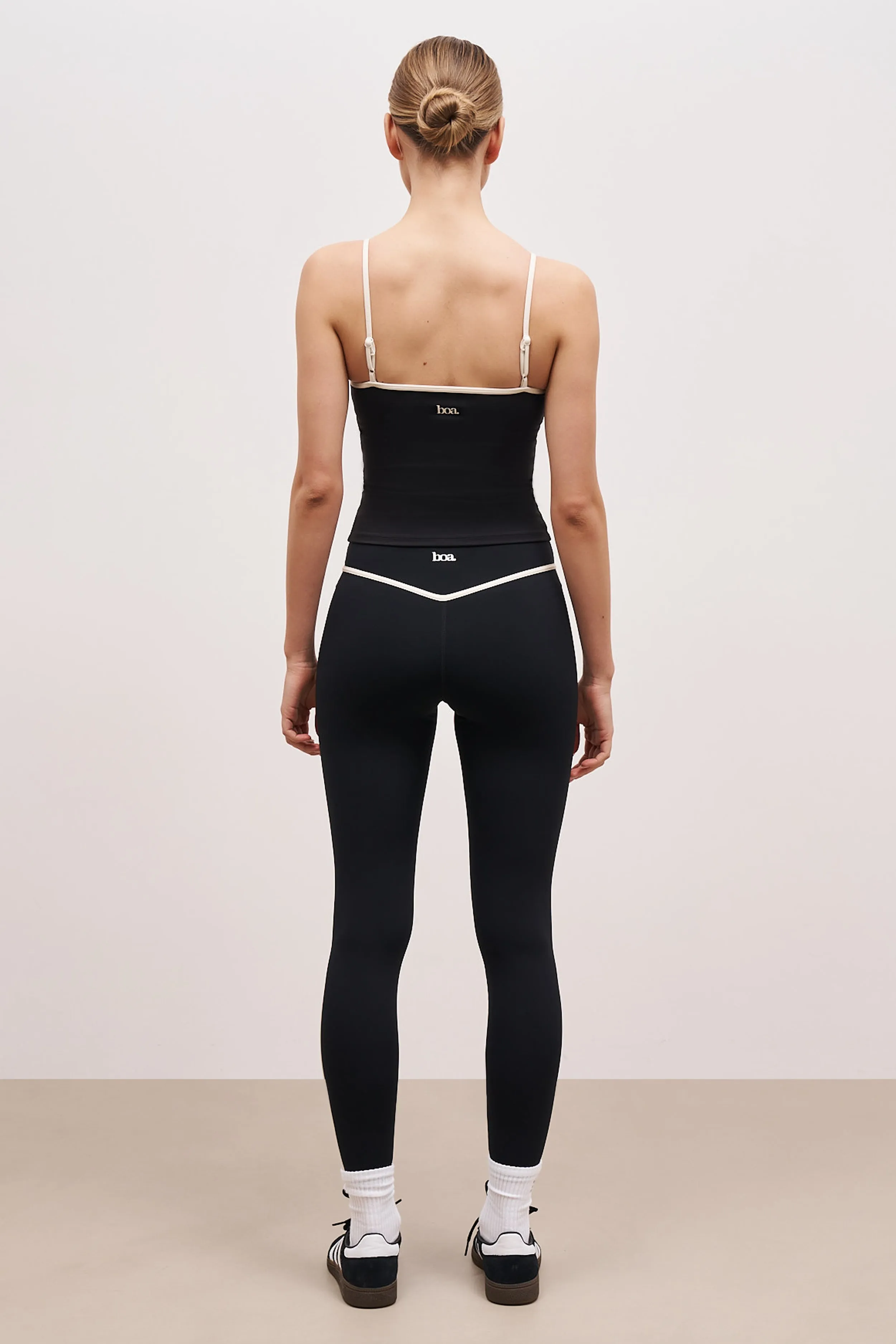 Base Contrast Trim Cami Top - Black/Tofu tag accents