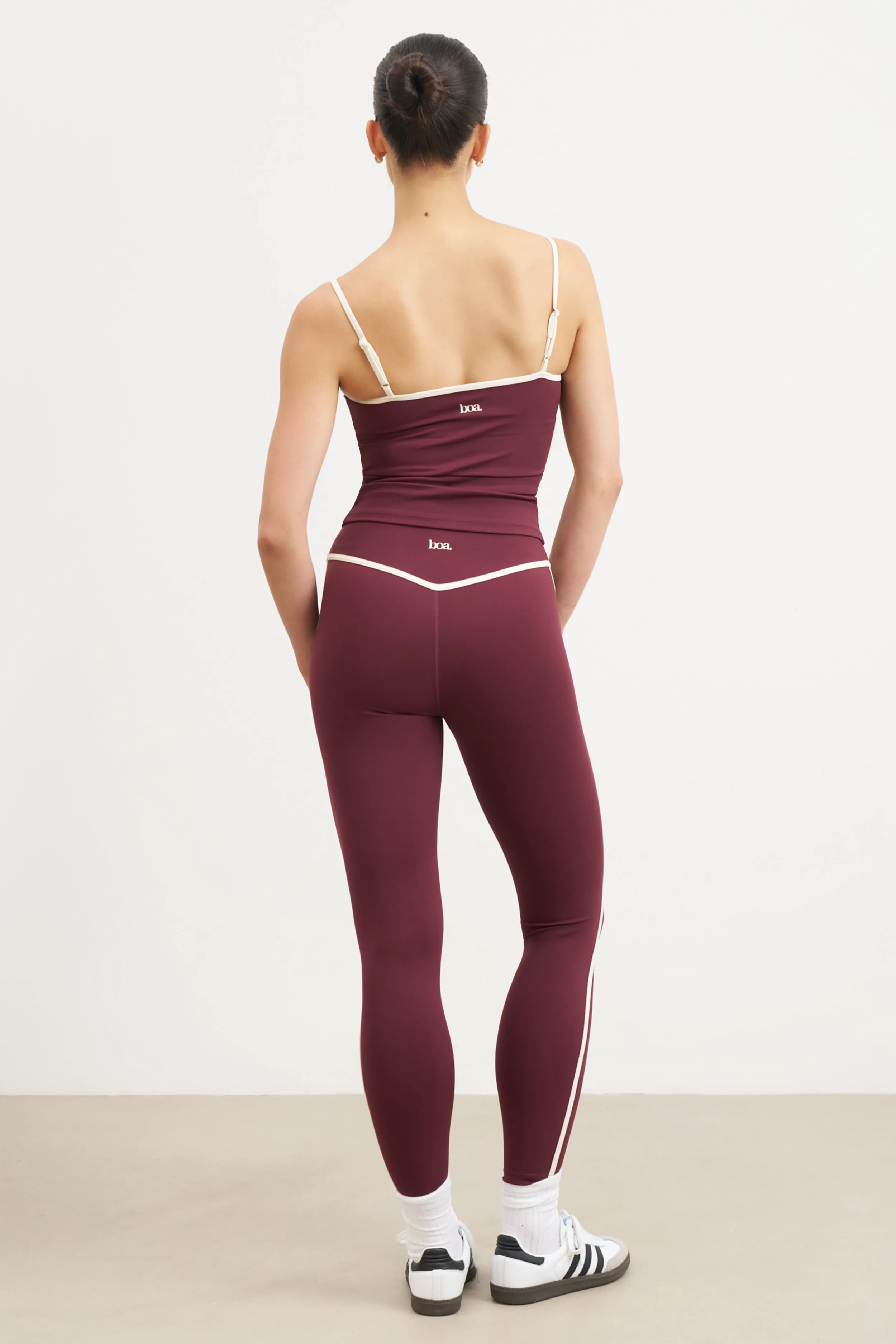 product development Base Contrast Trim Cami Top - Merlot/Tofu