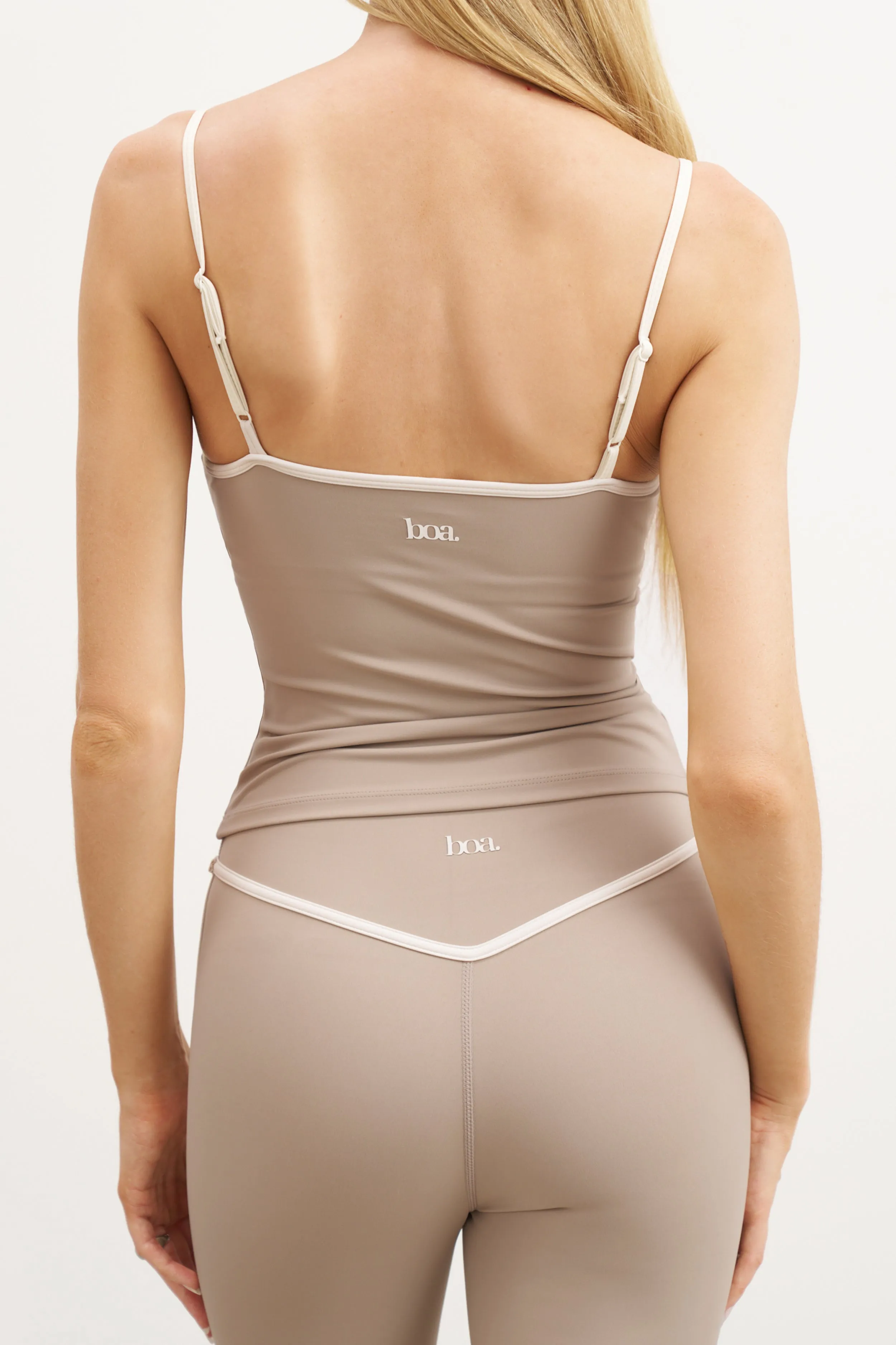 Base Contrast Trim Cami Top - Taupe/Tofu Neutral Tone Palette