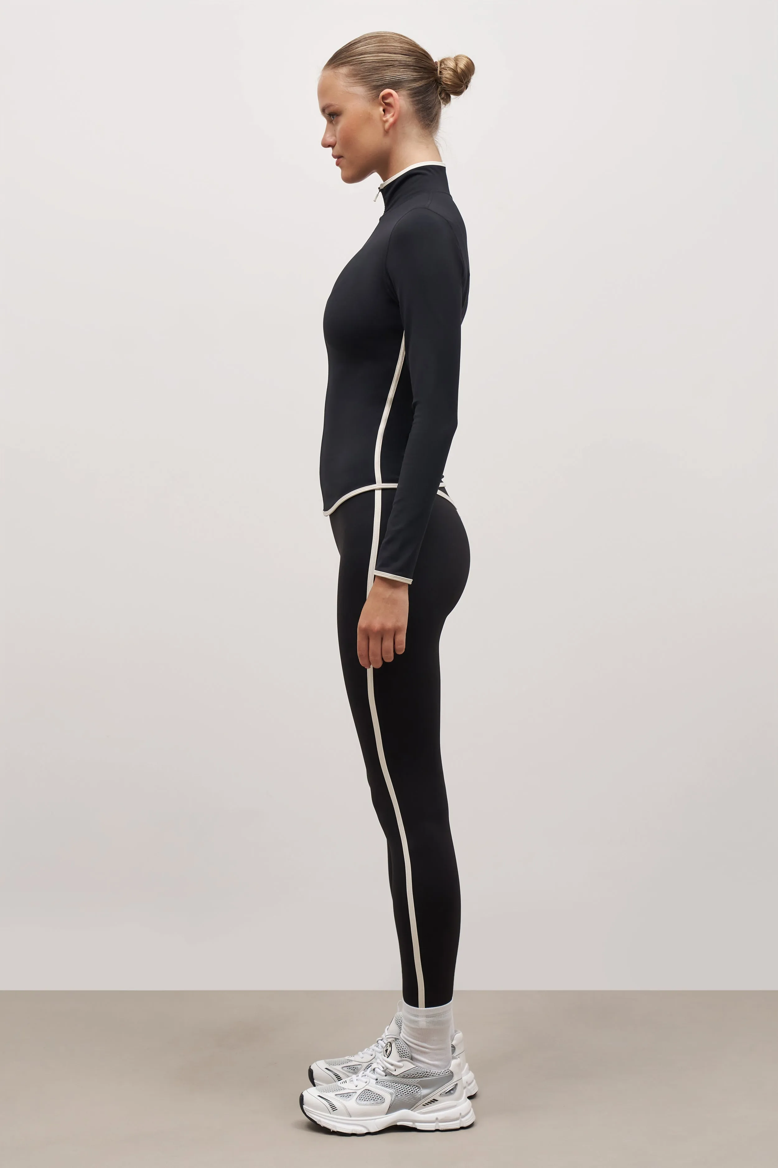 Base Contrast Trim Zip Up Jacket - Black/Tofu Street Relaxed sock accents