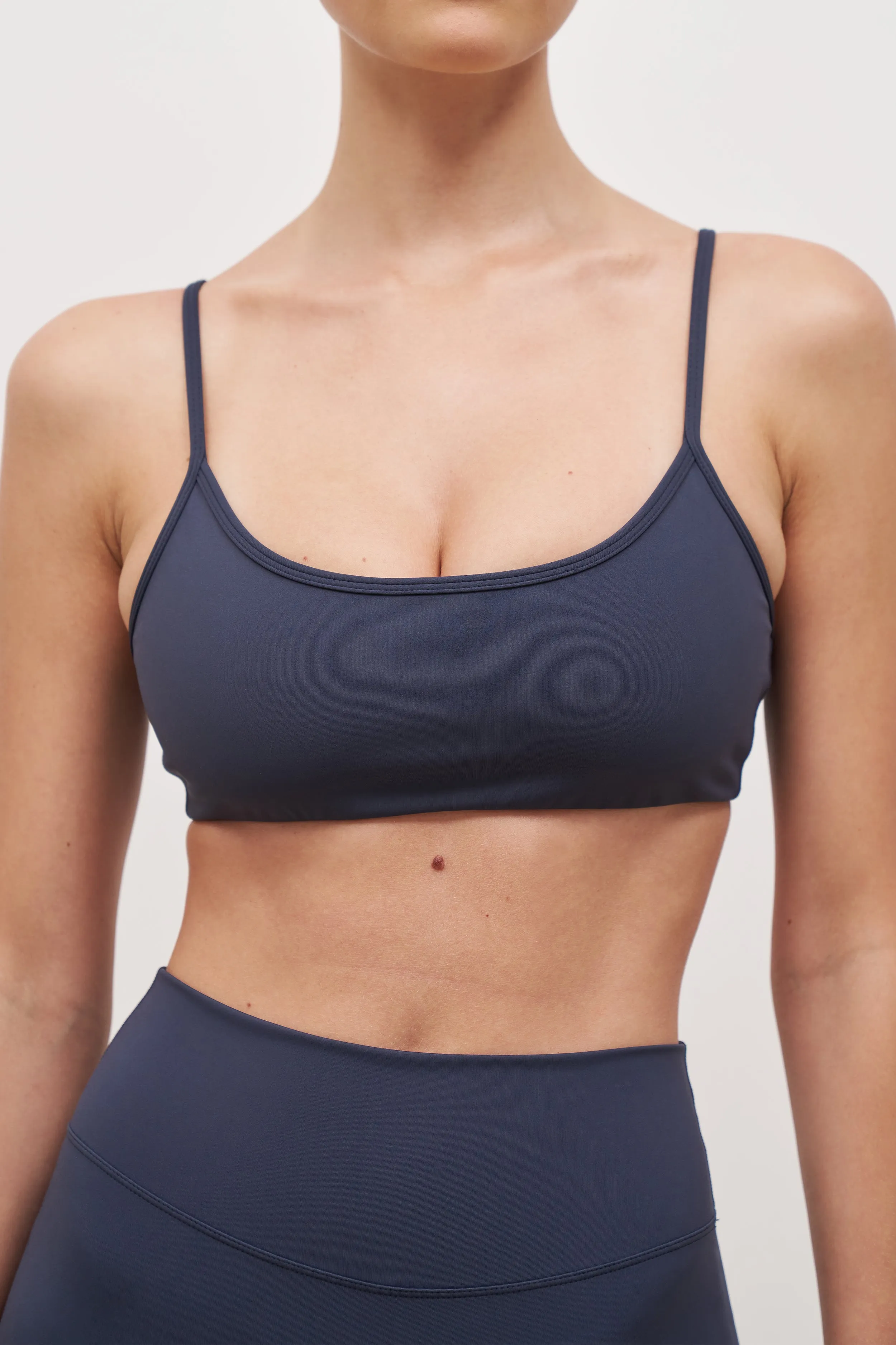 Base Sculpting Cami Bra - Midnight Blue Ribbed Collar Style FrayResistant Fabric