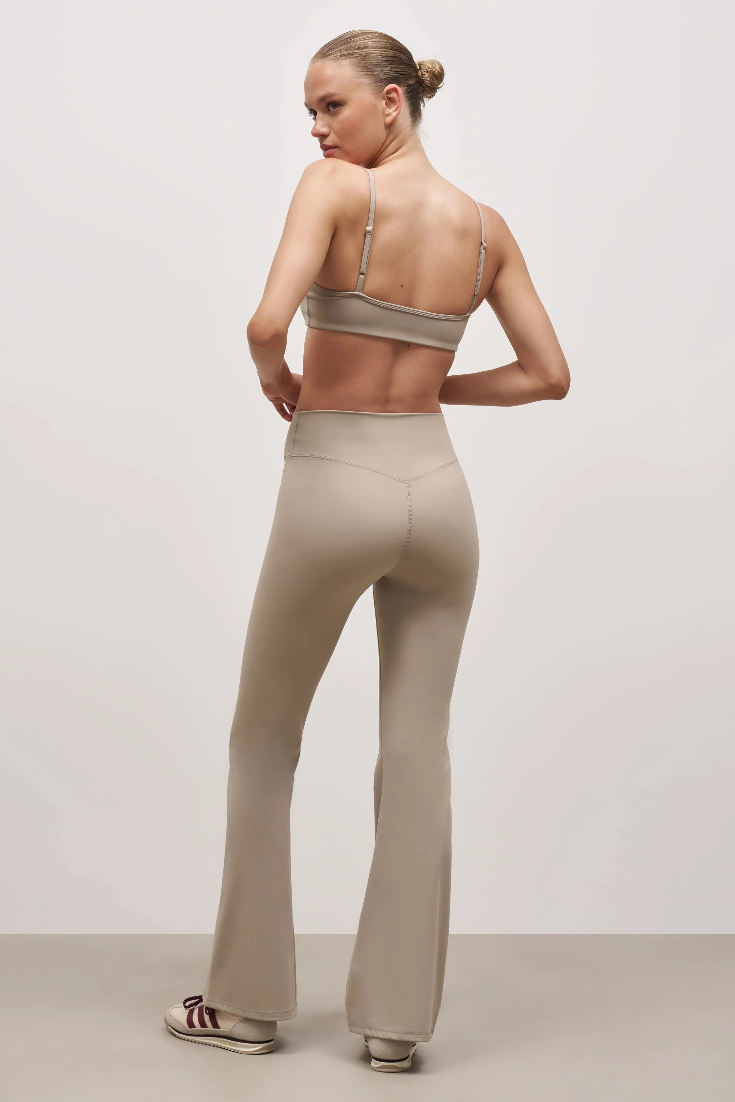 TailoredCut Brushed Interior Base Sculpting Flared Leggings - Taupe