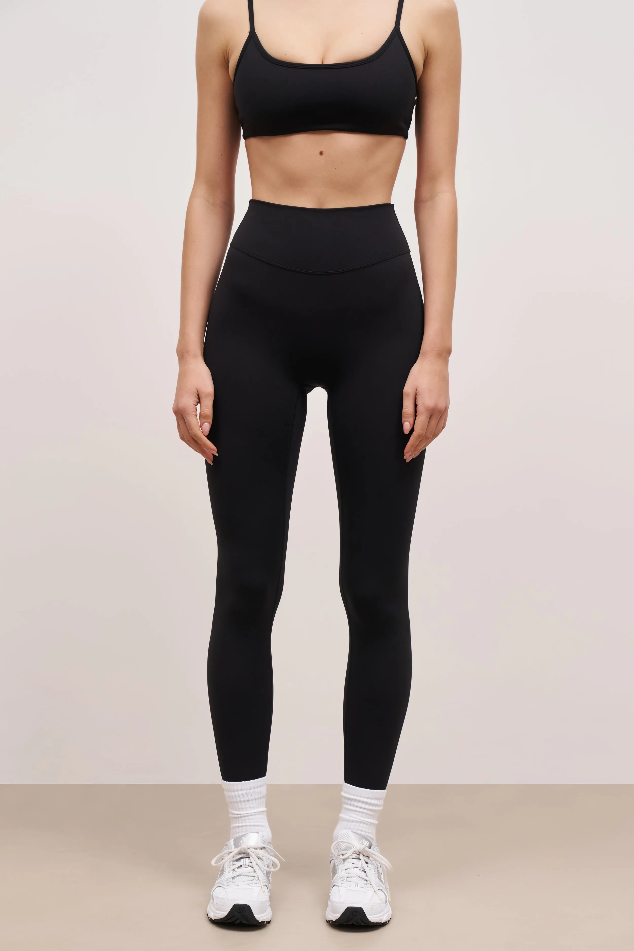 Hidden Zipper Pocket Base Sculpting Leggings - Black