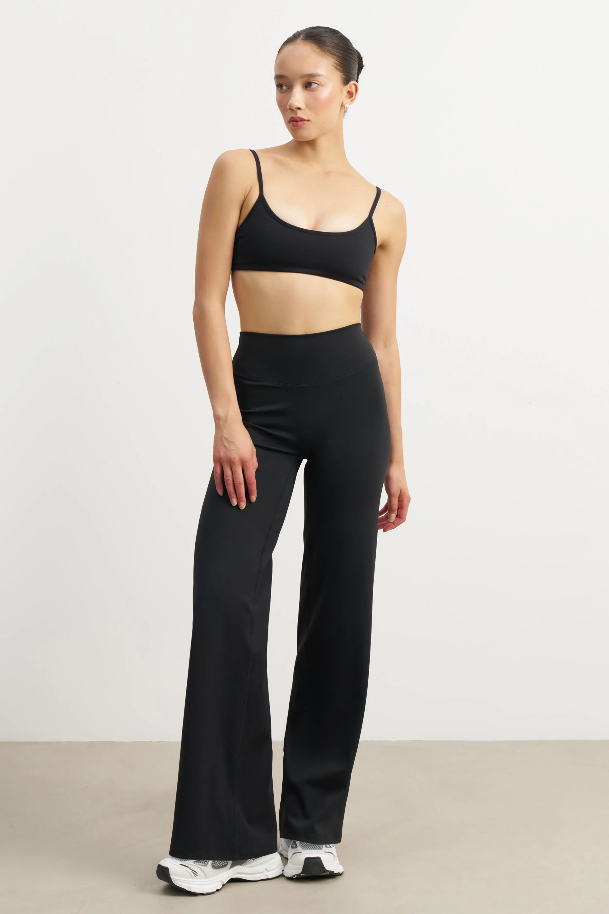 EasyCare Fabric Self Cleaning Coating Base Sculpting Wide Leg Trousers - Black