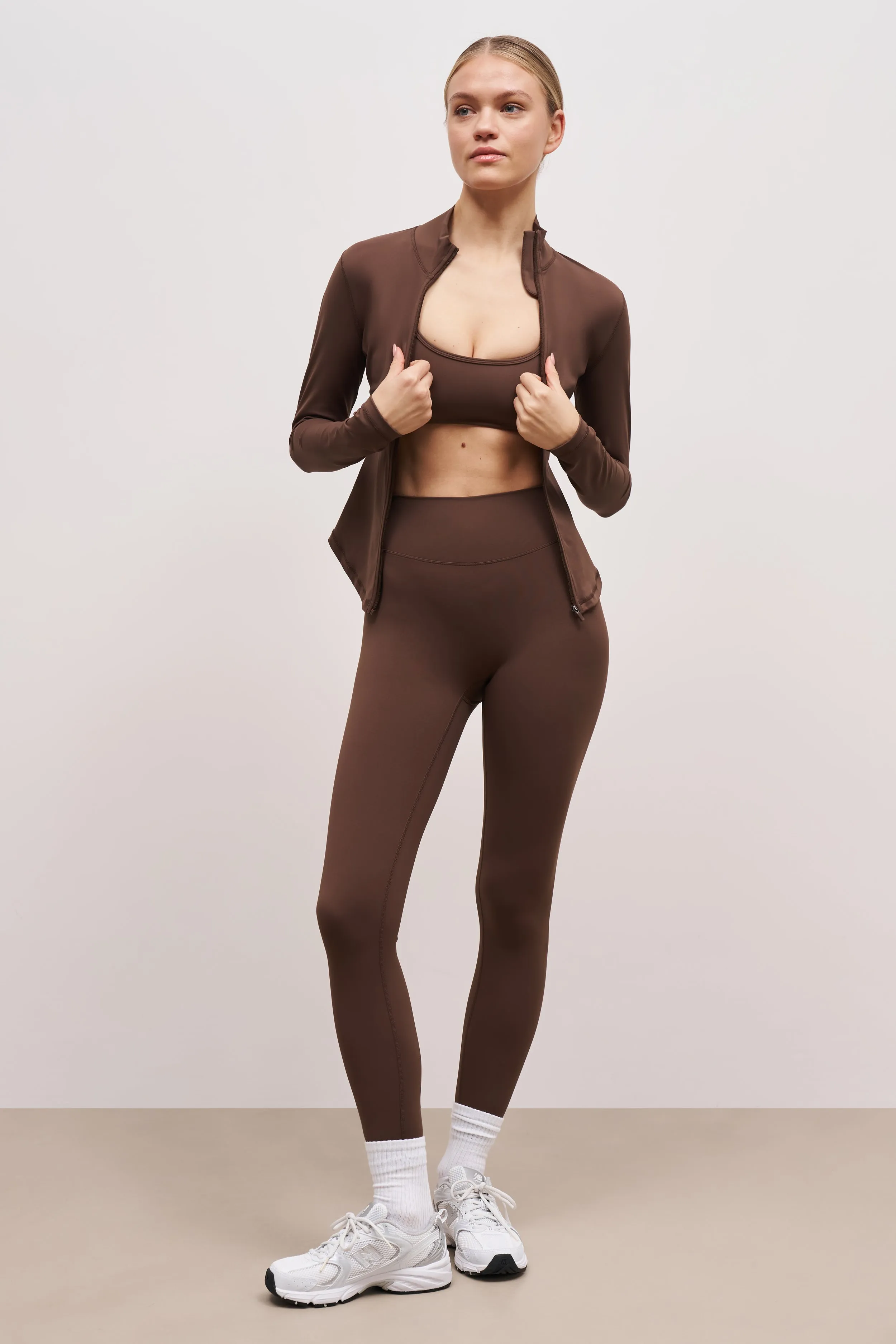 product festival wearability Base Sculpting Zip Up Jacket - Truffle