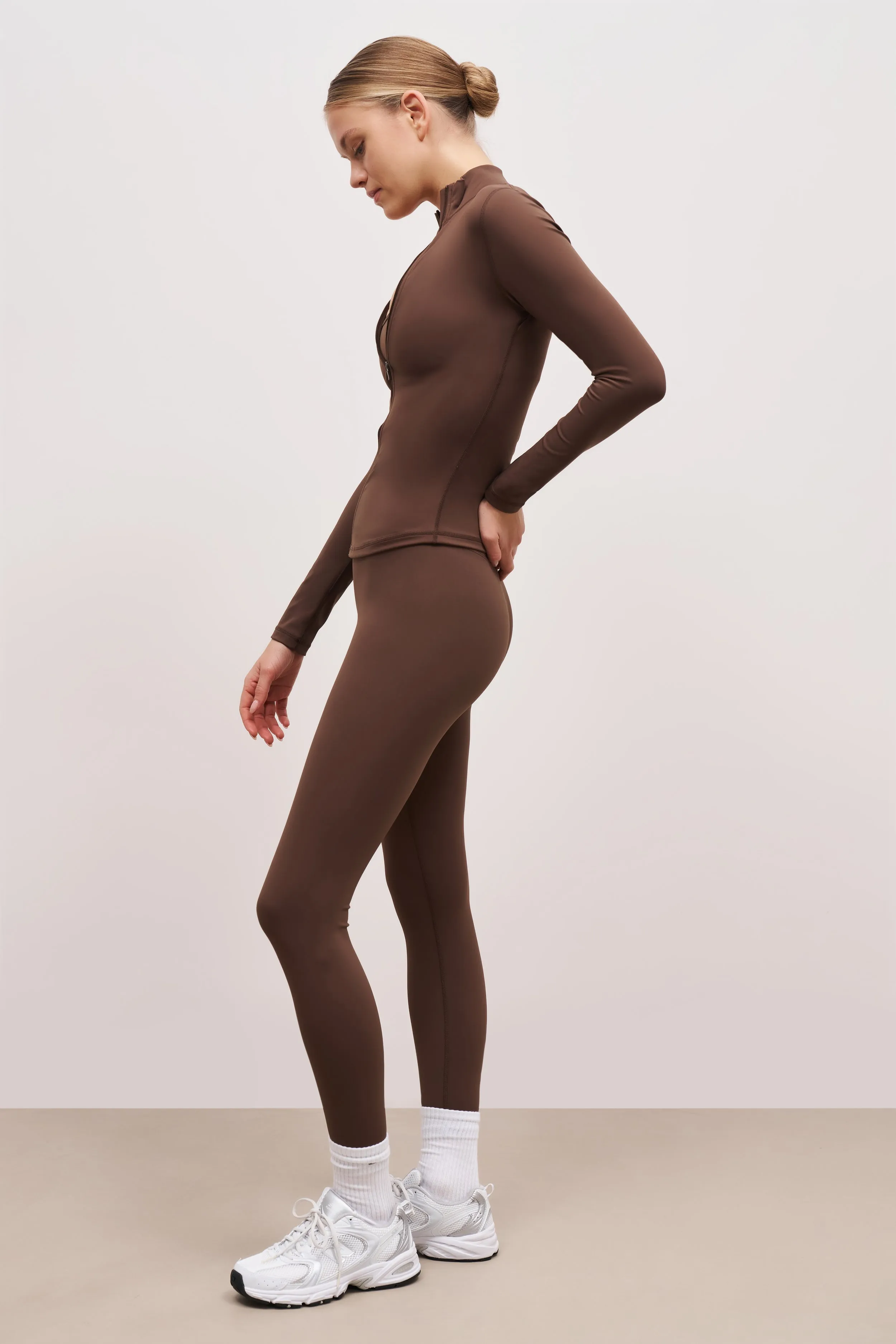 product generic practicality Base Sculpting Zip Up Jacket - Truffle