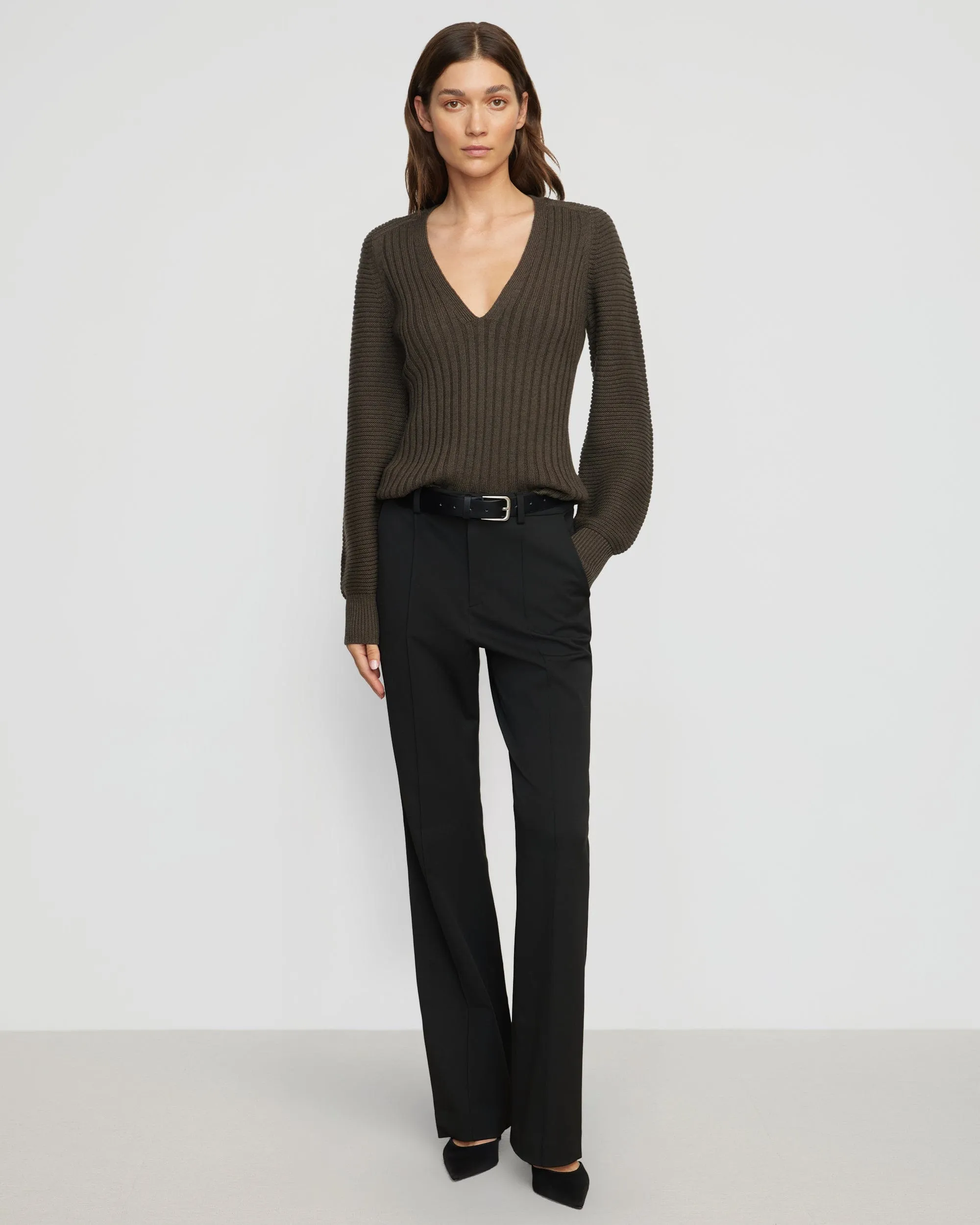 Sanne Ottoman-Knit V-Neck Sweater Effortless Wear