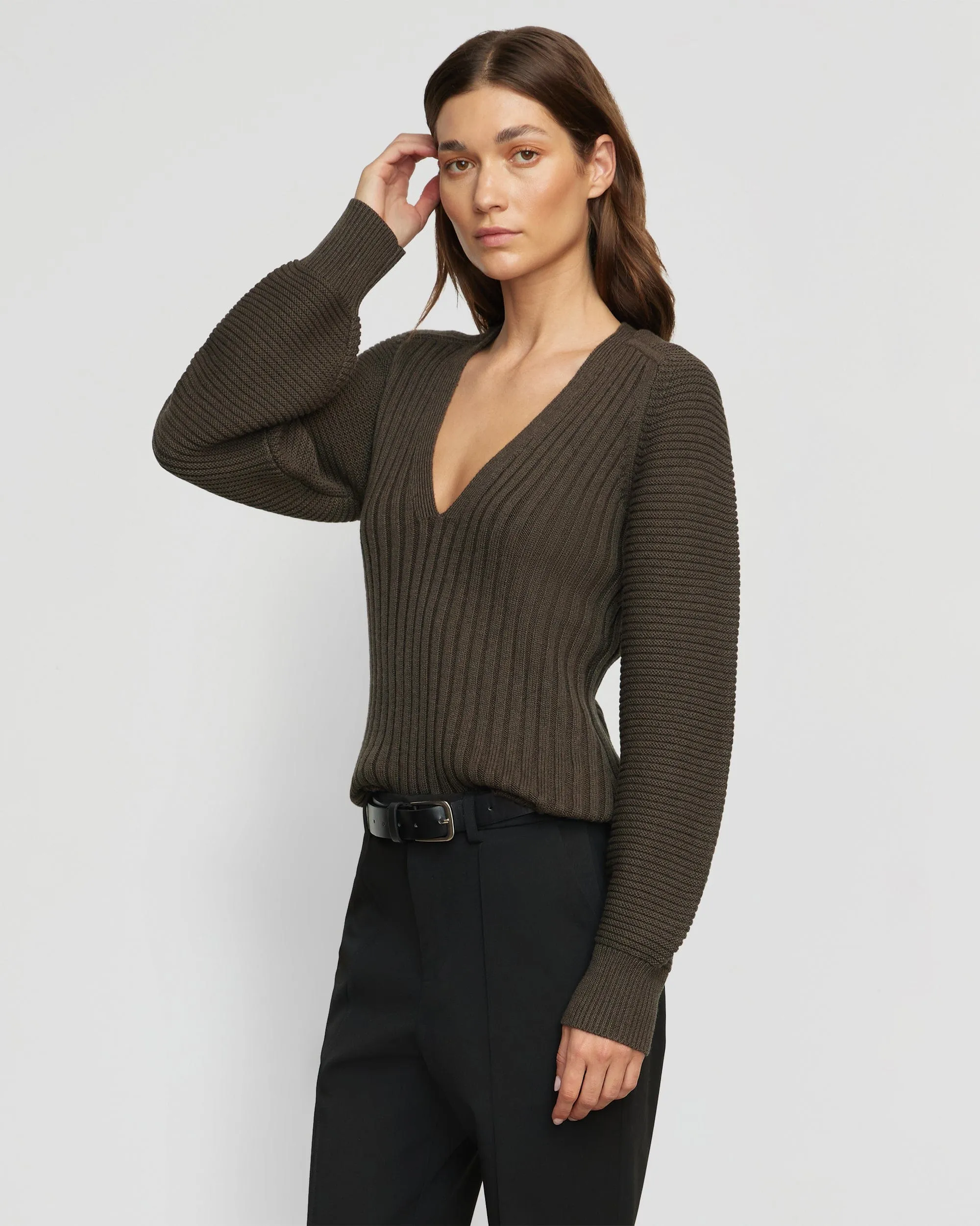 Snug Knit Sanne Ottoman-Knit V-Neck Sweater