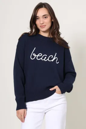 Flatlock Seam Design Beach Boyfriend Sweater