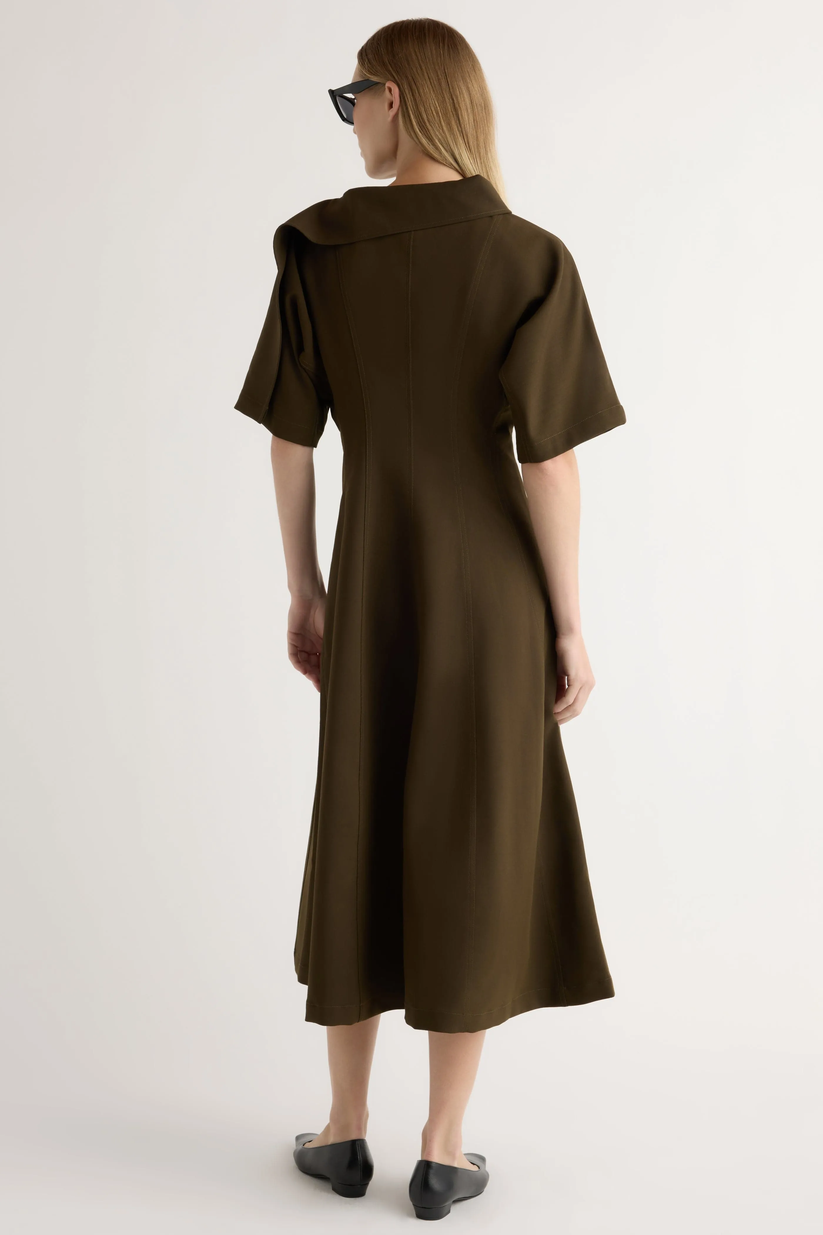 Fall Piece Layering Fit Addison Foldover Scarf-Neck Dress