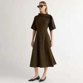 Addison Foldover Scarf-Neck Dress Light Blend