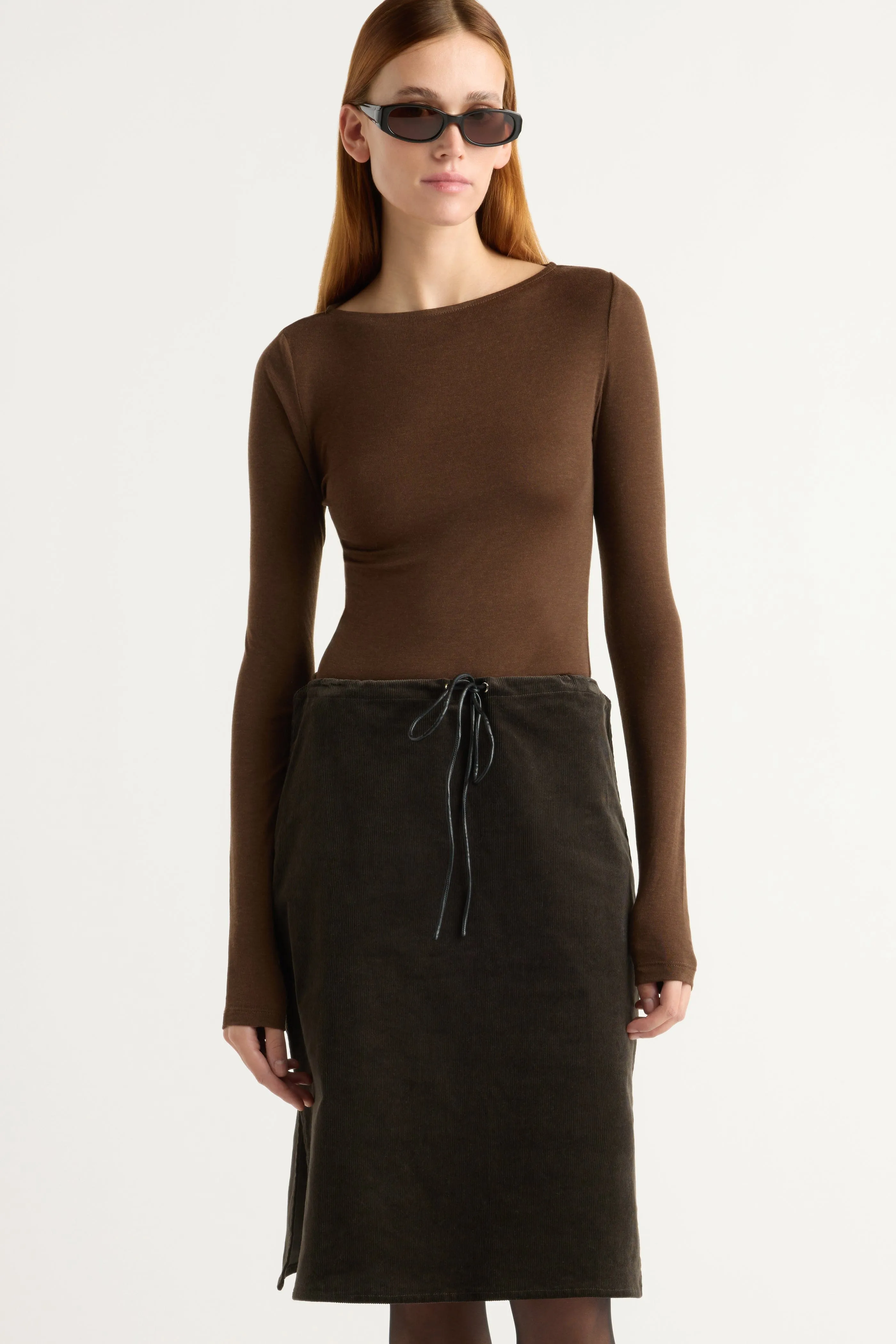 Formal Event Pull On Style Bellamy Corduroy Tie-Waist Skirt