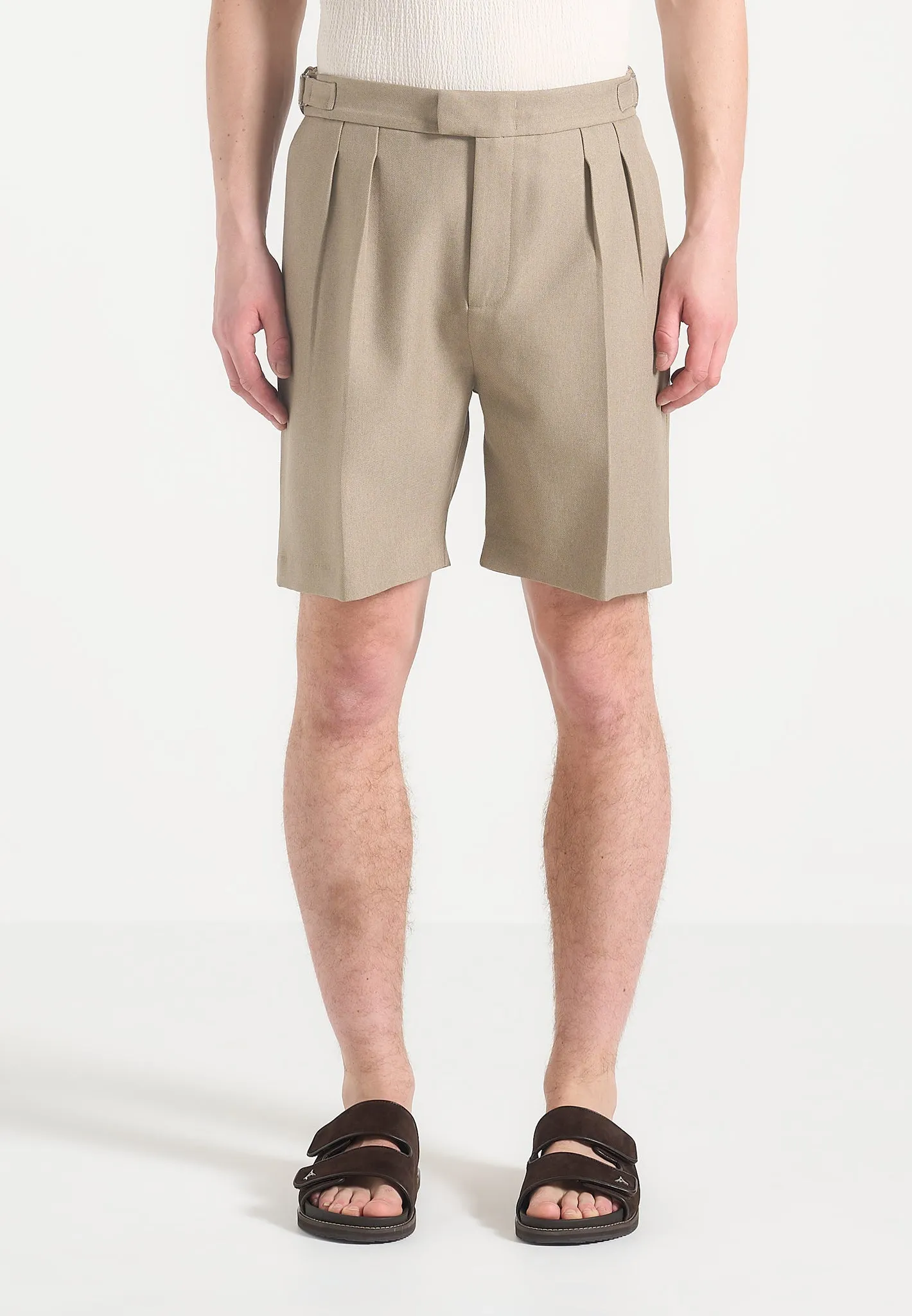 Bertrand - Twin Pleat Tailored Shorts - Beige ShockAbsorbing