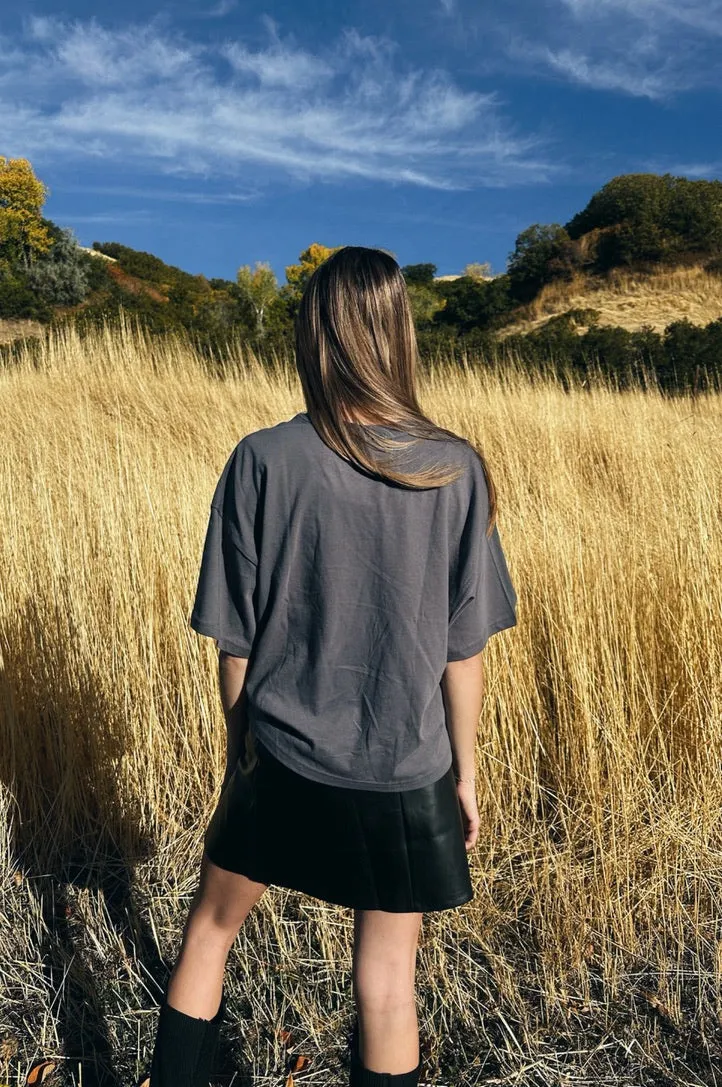 Contemporary Cut Longhorn Stitch Crop Tee - FINAL SALE