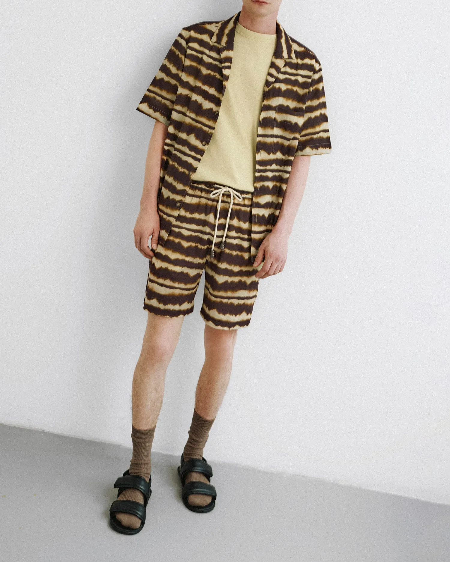 Bodil - Printed Cotton Voile Shirt - Tie Dye Stripe multiple pockets